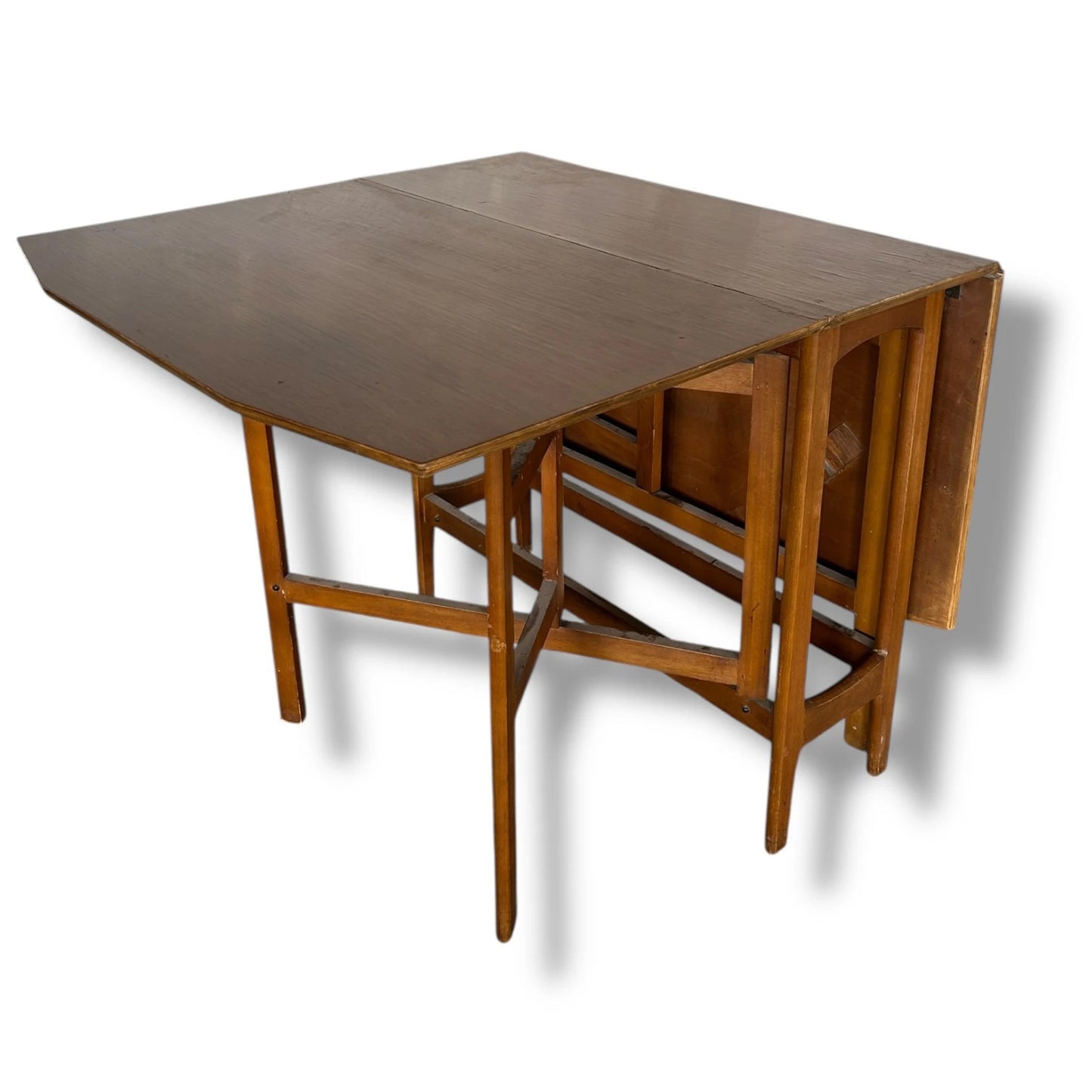 Mid Century Modern Teak Wood Drop Leaf Extending Dining Table