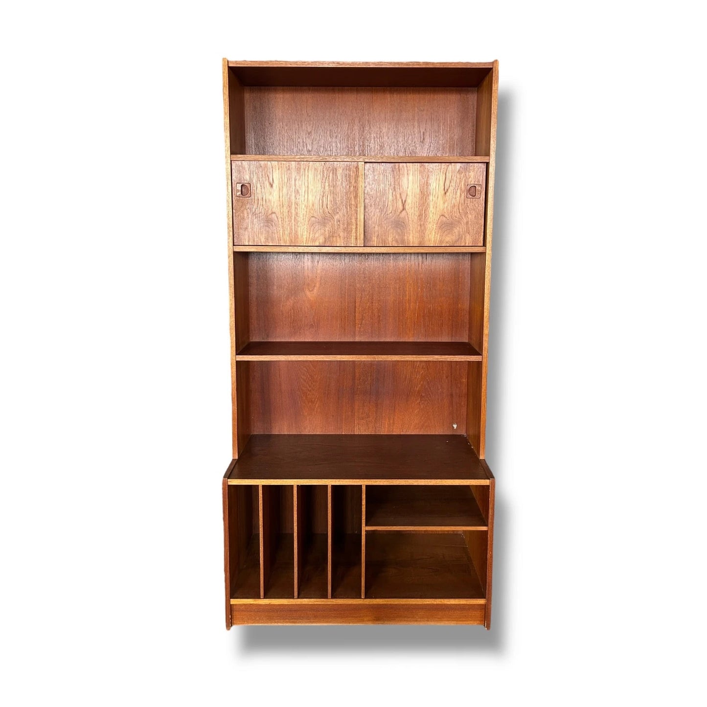 Danish Rosewood Wall Unit | Mid Century Bookcase with Vinyl Storage