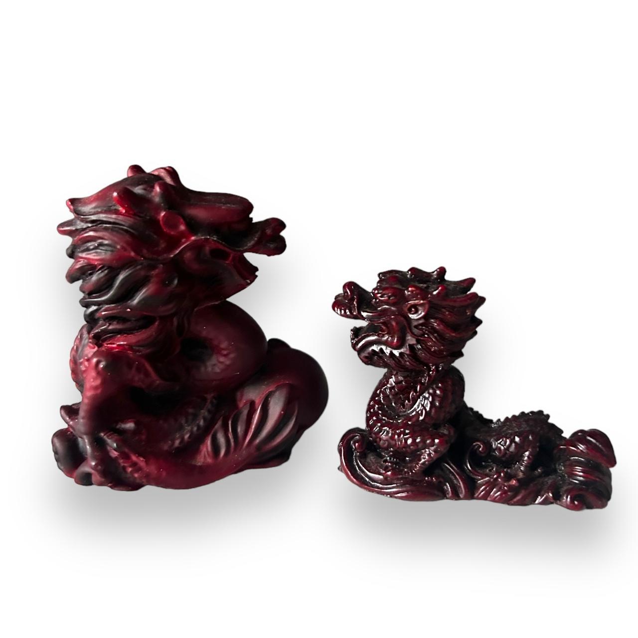 Vintage 1970s Dark Red Chinese Dragons