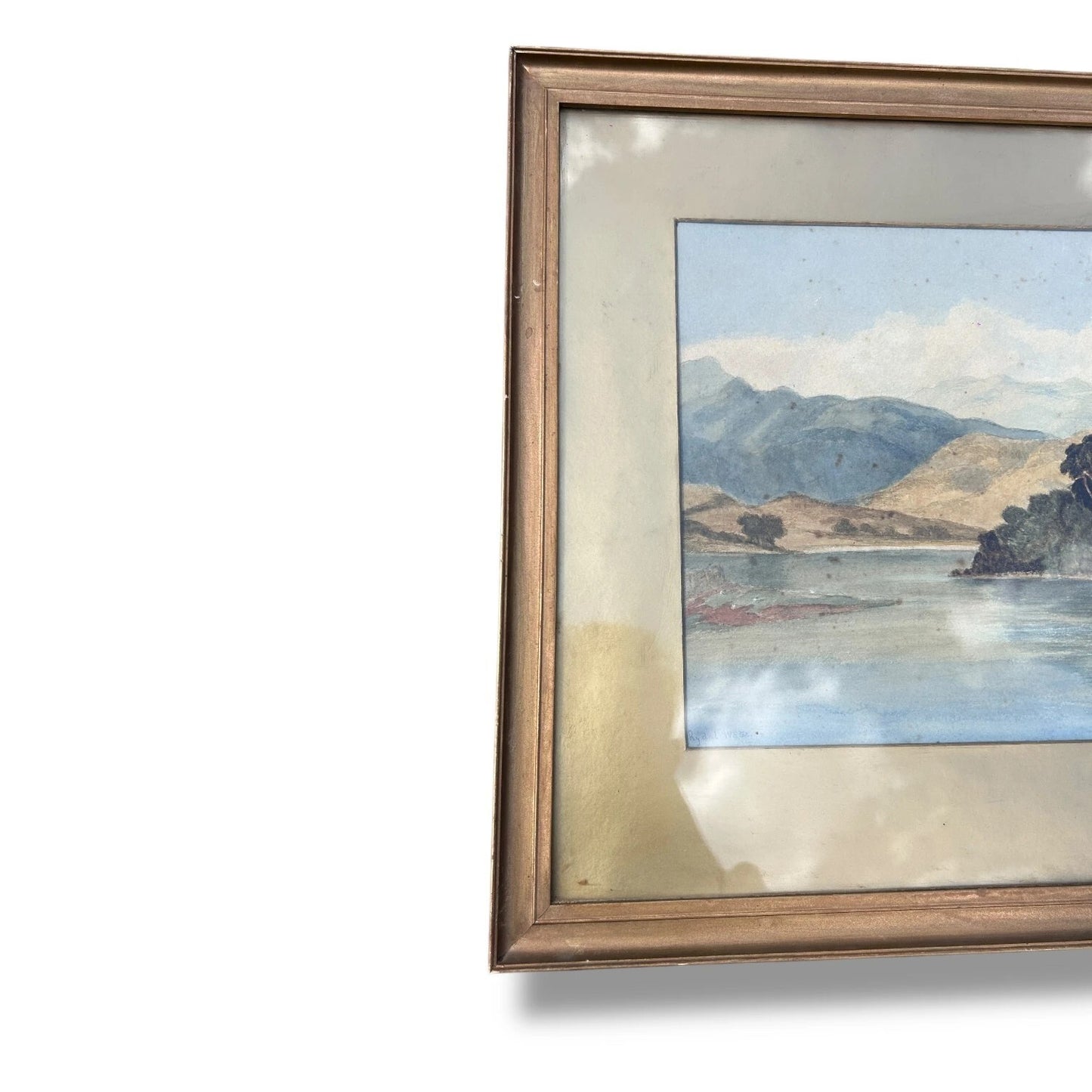 Antique Landscape Painting of Rydal Water Lake District