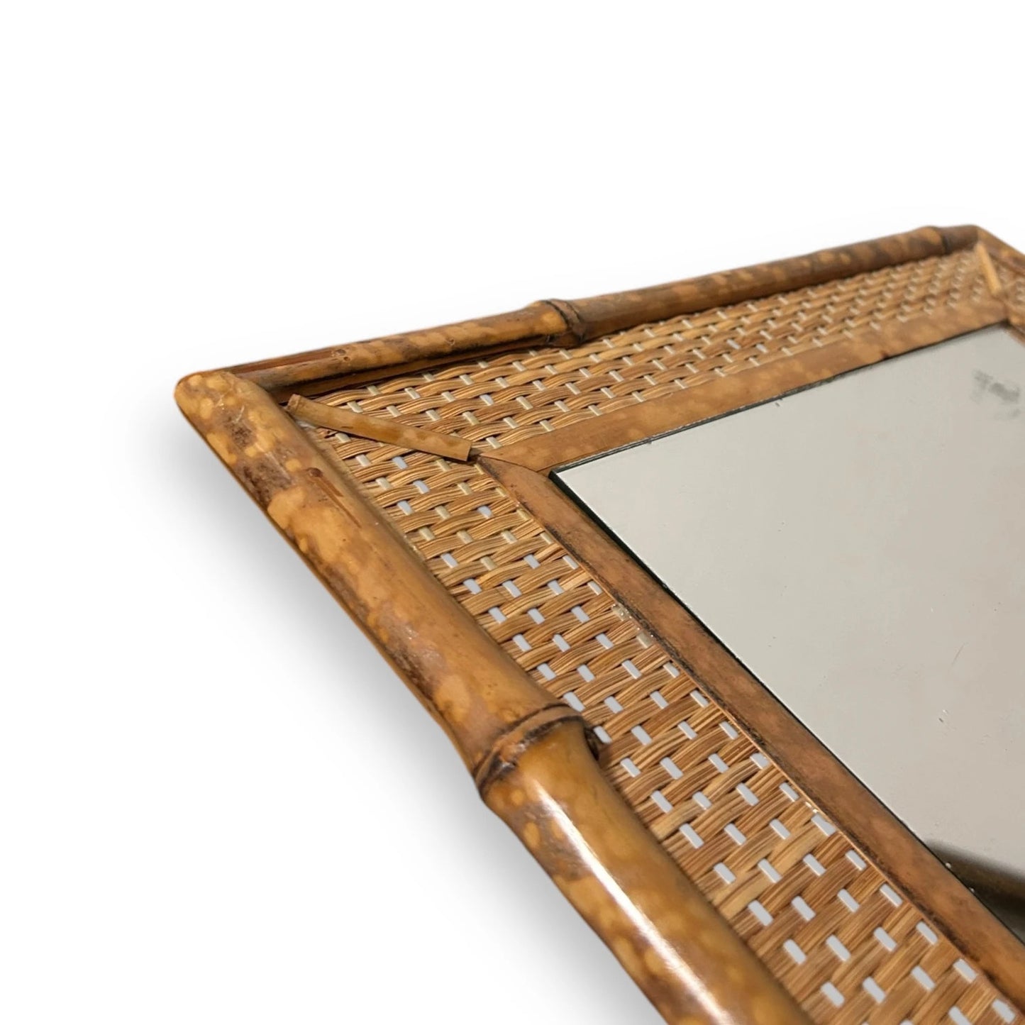 Mid Century Tortoise Shell Bamboo Mirror