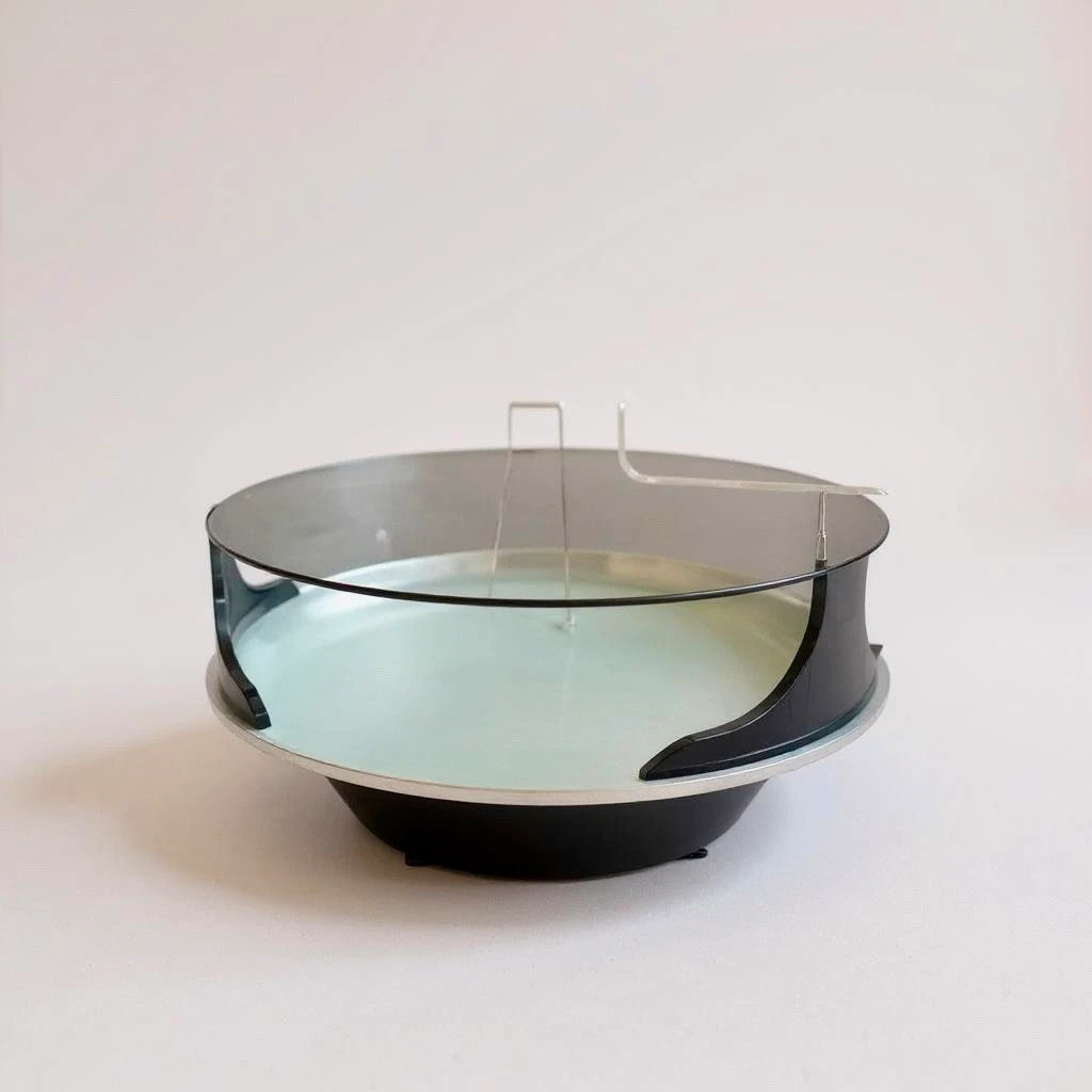 Mid Century Modern Space Age Italian Smoked Glass Round Coffee Table