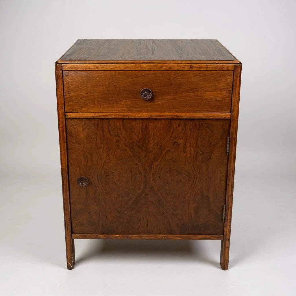 Vintage CC41 Art Deco Walnut Bedside Cabinet