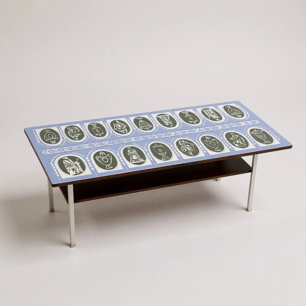 Mid-Century Formica Coffee Table with Retro Printed Top | 1960s Vintage Furniture