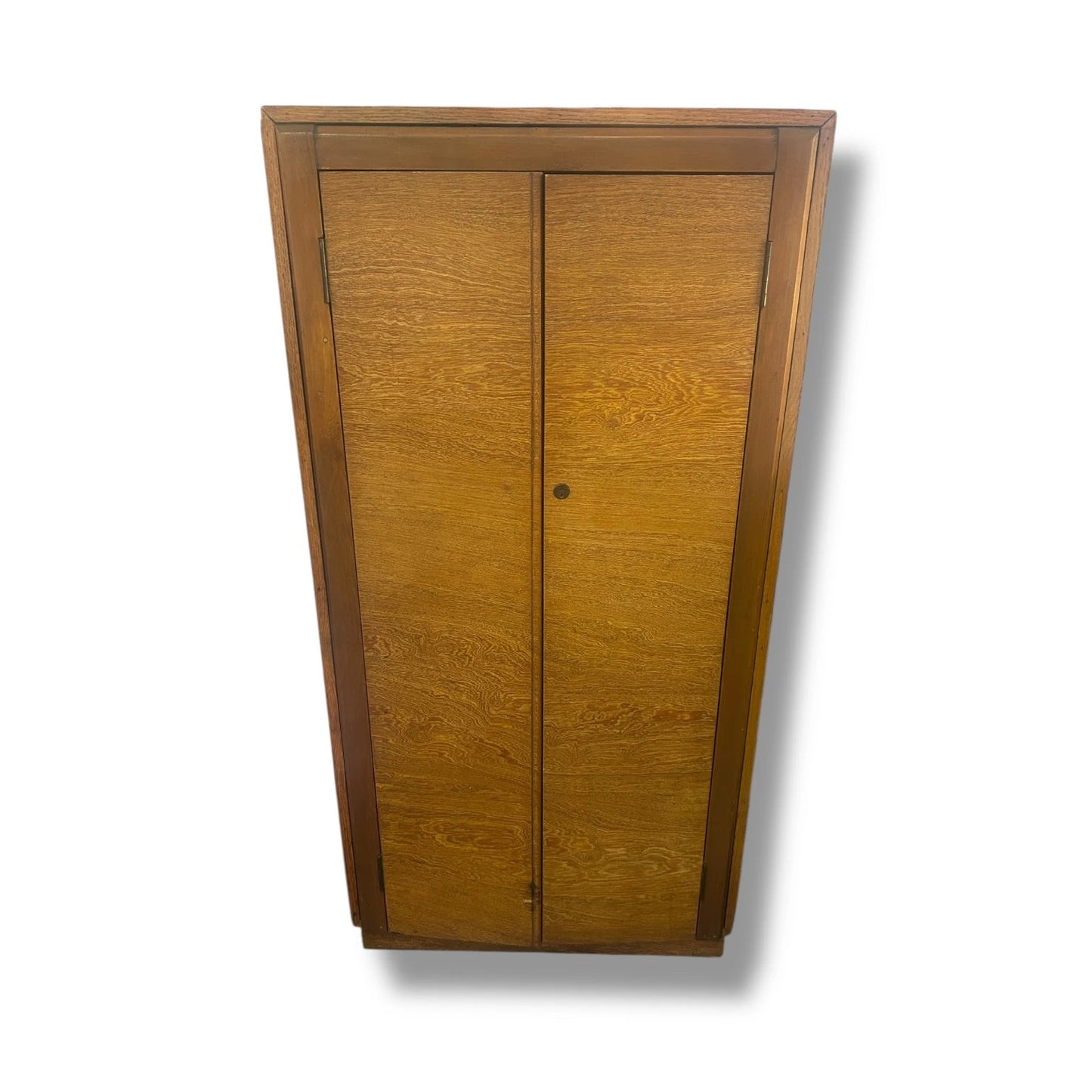 Mid Century Oak & Walnut Storage Cabinet – Vintage Cupboard with Shelves | Compact Side Unit