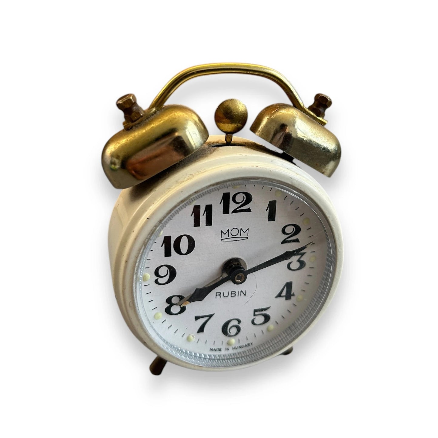 Mid Century Hungarian White Alarm Clock