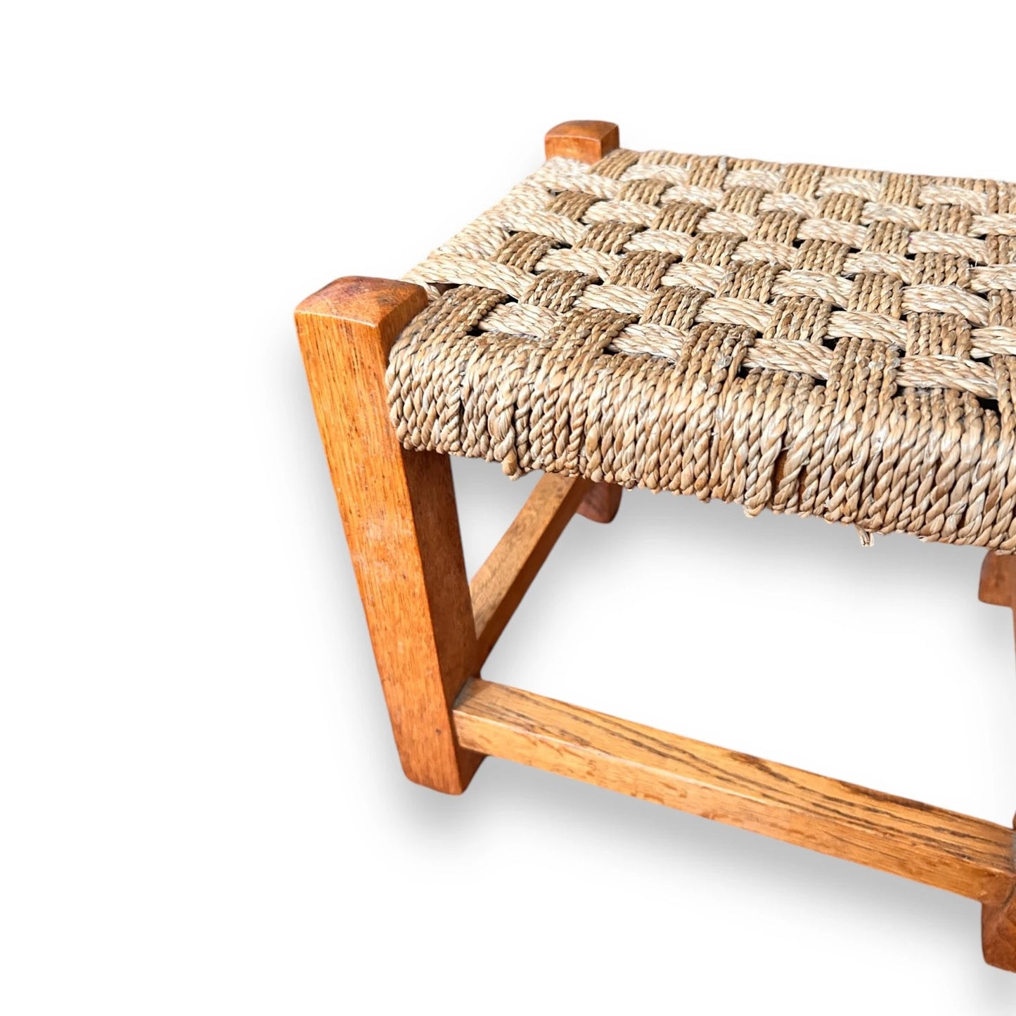 Mid century woven footstool
