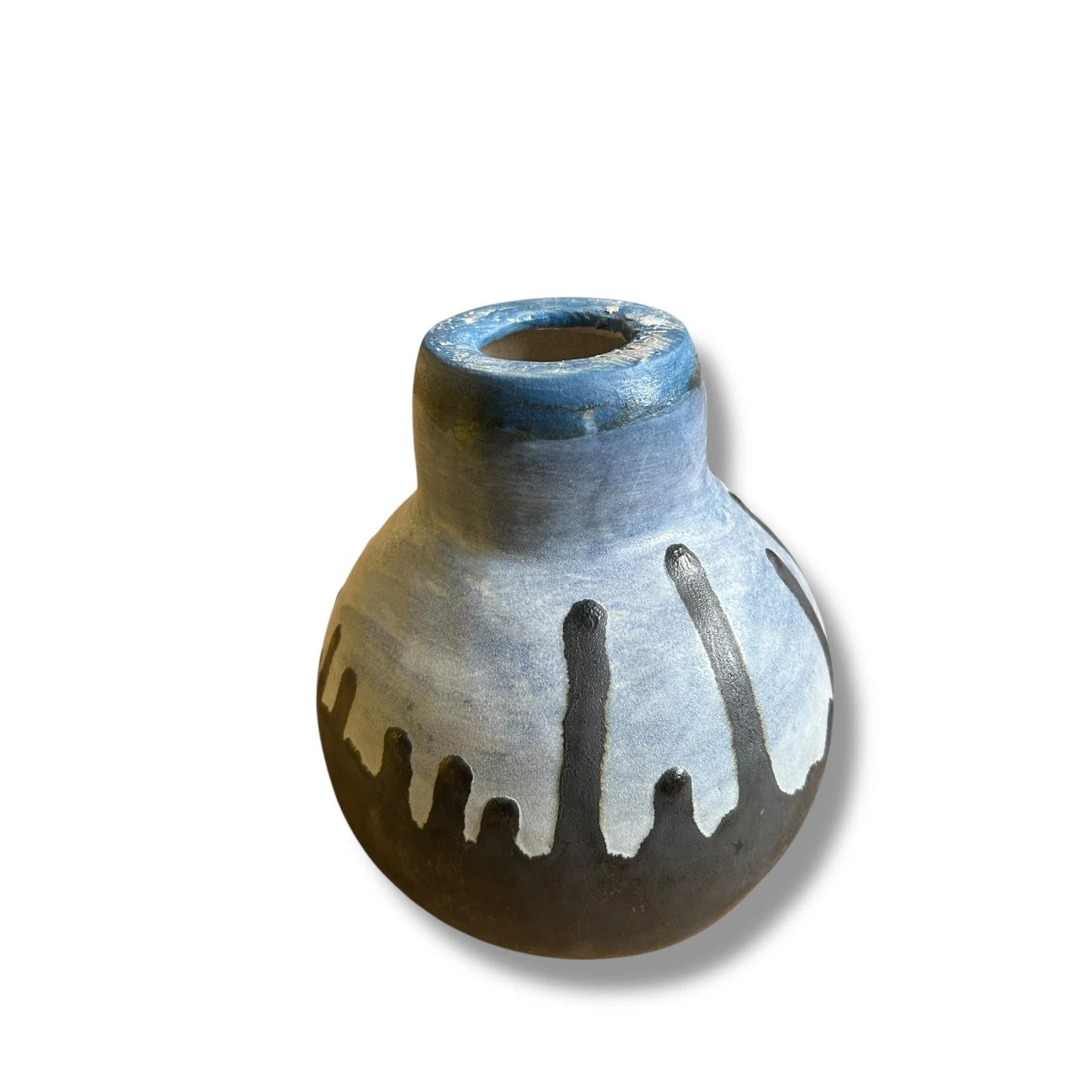 Mid Century Vintage Studio Pottery by Averil Ainley Glazed Drip Brutalist Vase