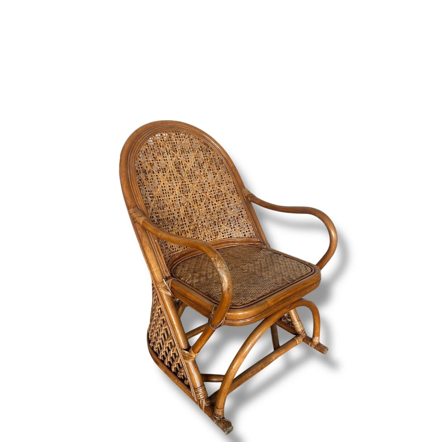 Mid Century Modern Bamboo and Rattan Farmhouse Lounge Armchair