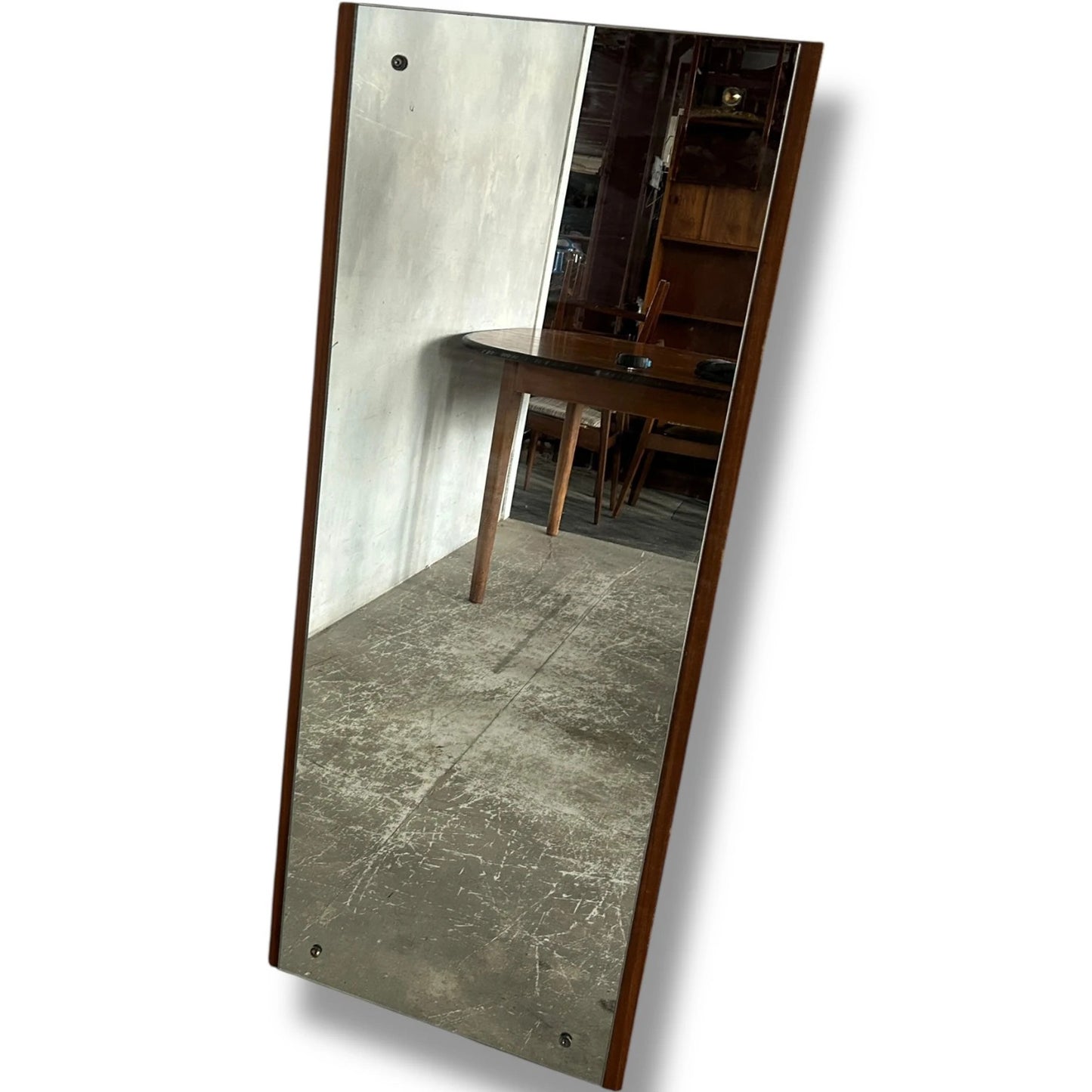 Mid Century Danish Teak Wall Mirror – Long Rectangular Vintage Mirror