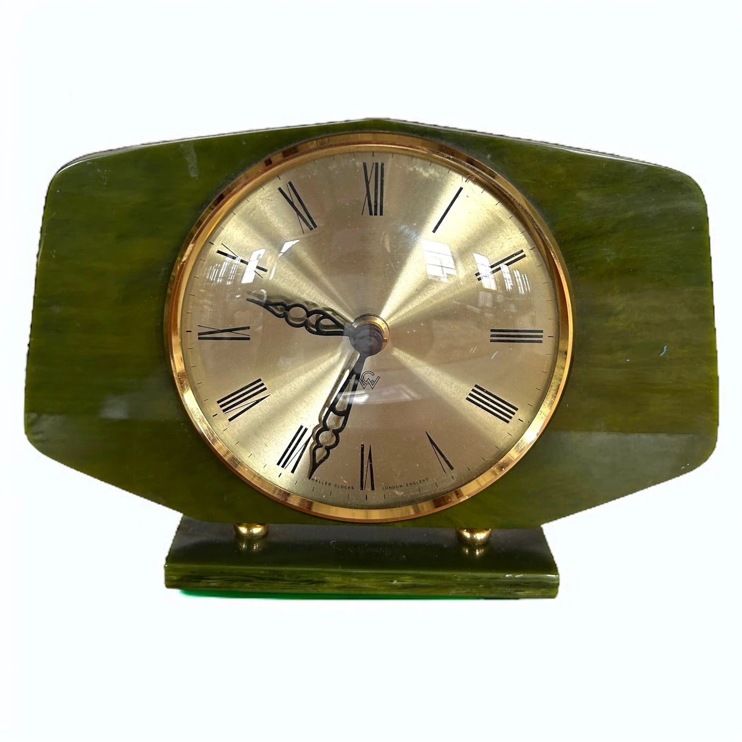 Mid Century Modern Onyx Marble Green Table Clock