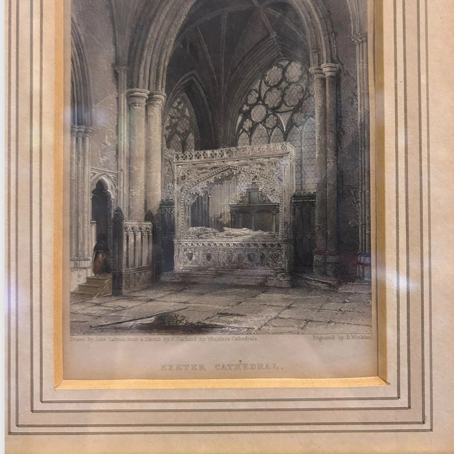 Vintage 1950s Exeter Church Framed Picture
