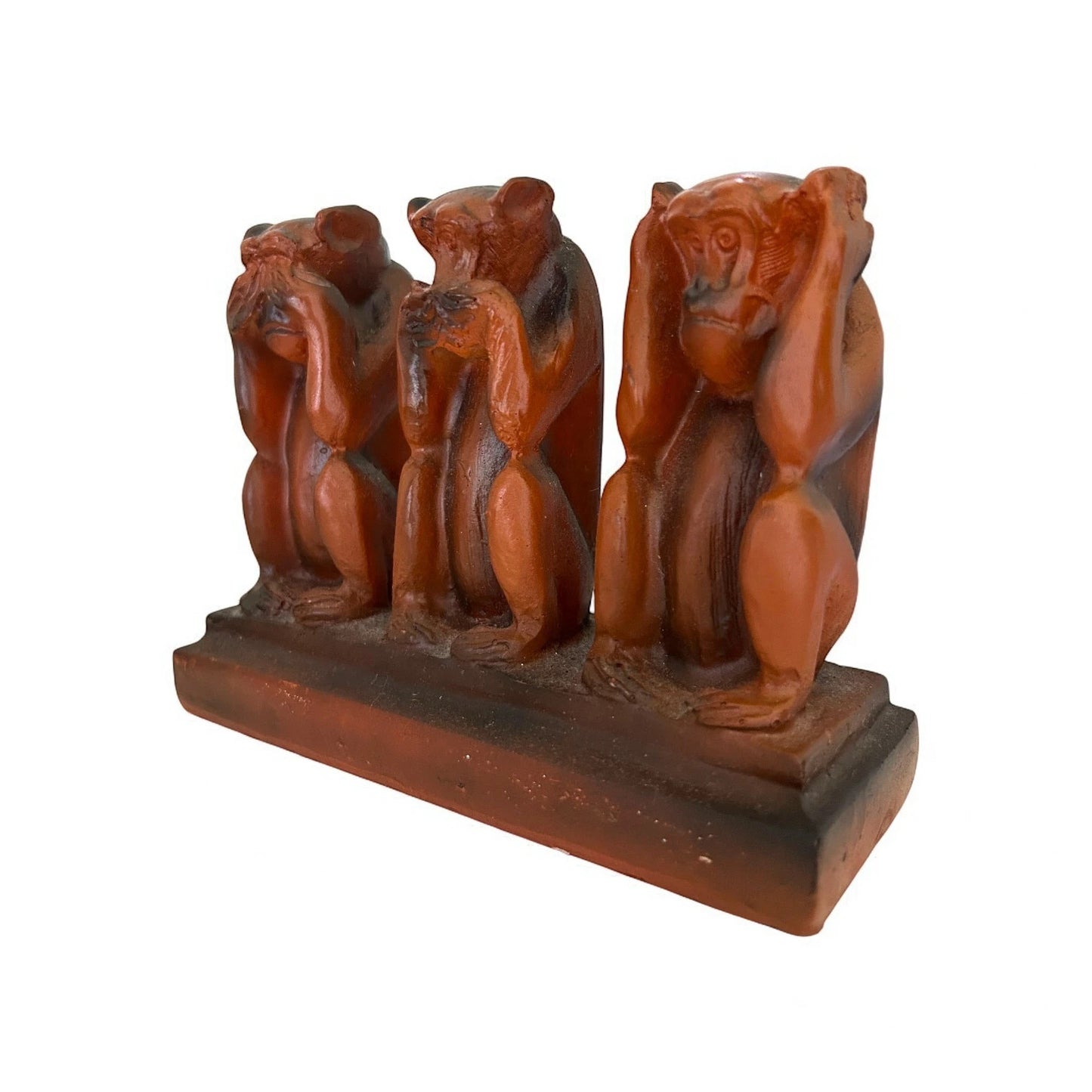 Mid Century Modern Three Wise Monkeys See no Evil Sculpture