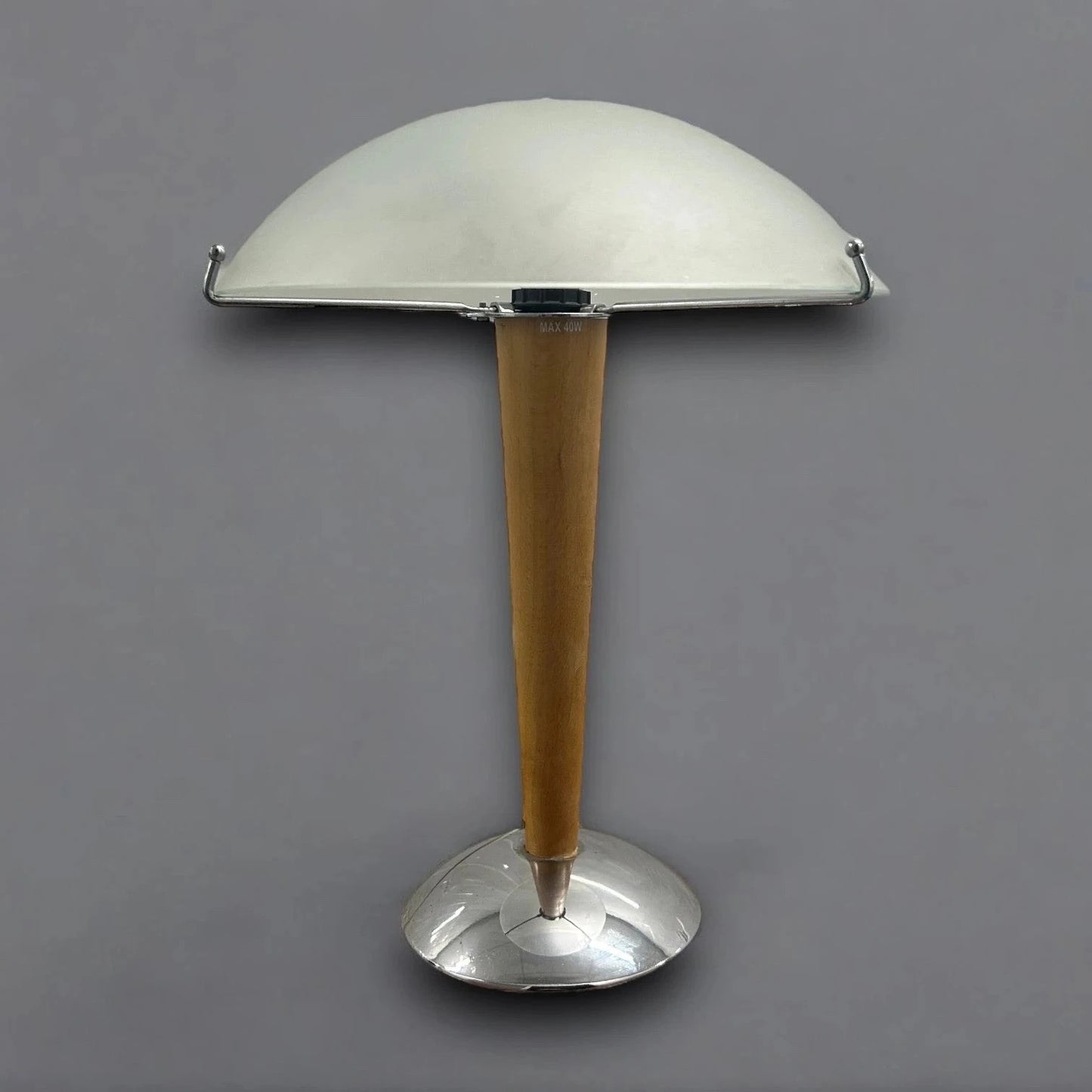 Vintage 90s Ikea Kvintol Teak and Chrome Table Lamp Space Age