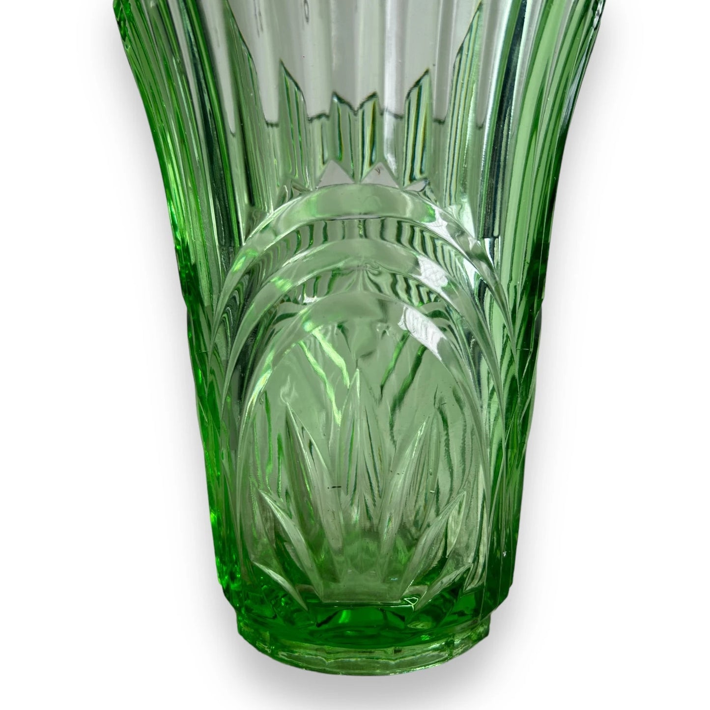 1930s Art Deco Uranium Glass Green Vase