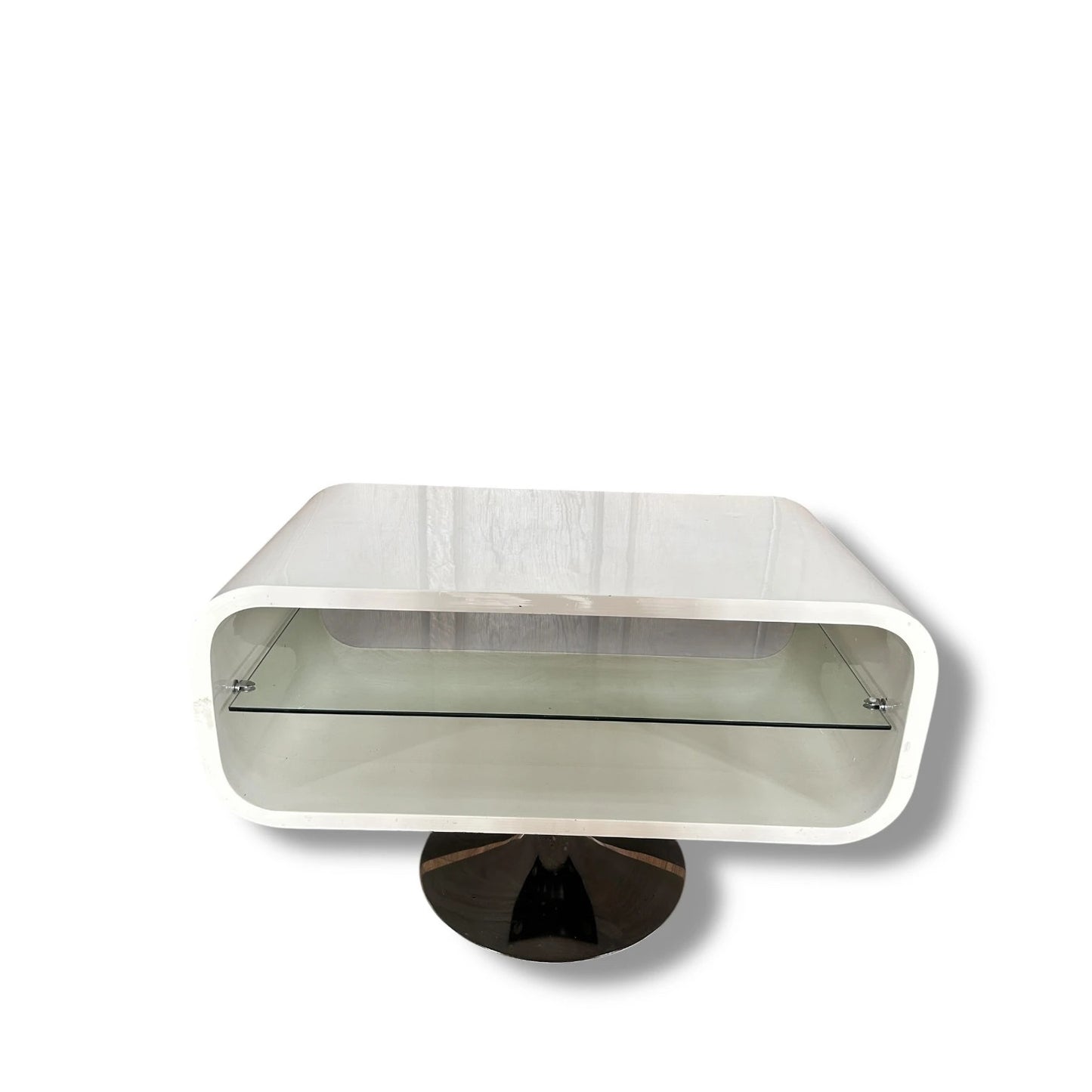 Mid Century Modern Space Age White and Chrome Console Unit Coffee Table