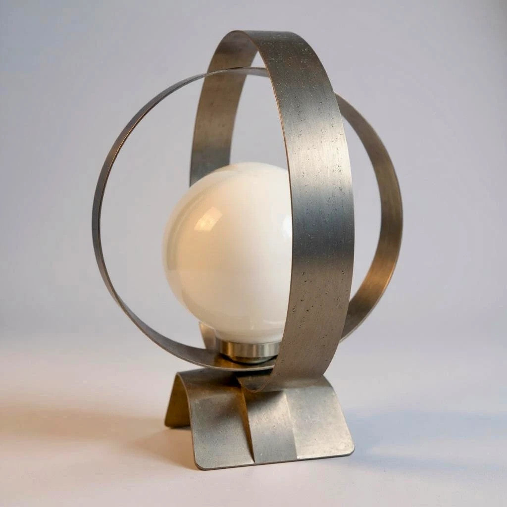 Mid Century Modern Space Age Chrome and Opaline Glass Table Lamp