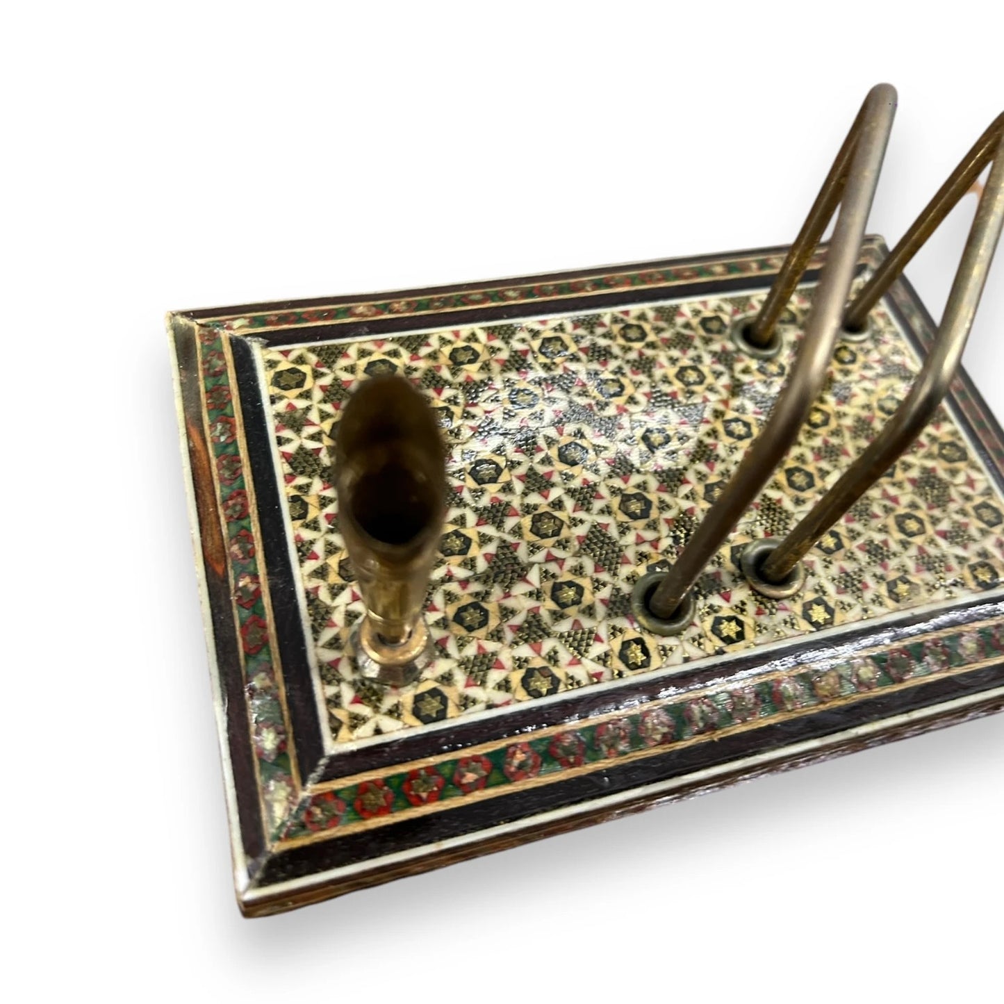 Vintage 1960s Persian Khatam Mosaic Letter Rack
