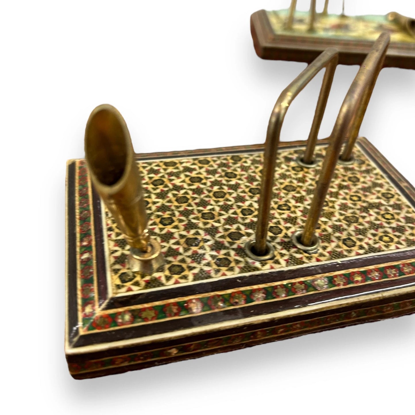 Vintage 1960s Persian Khatam Letter Holder