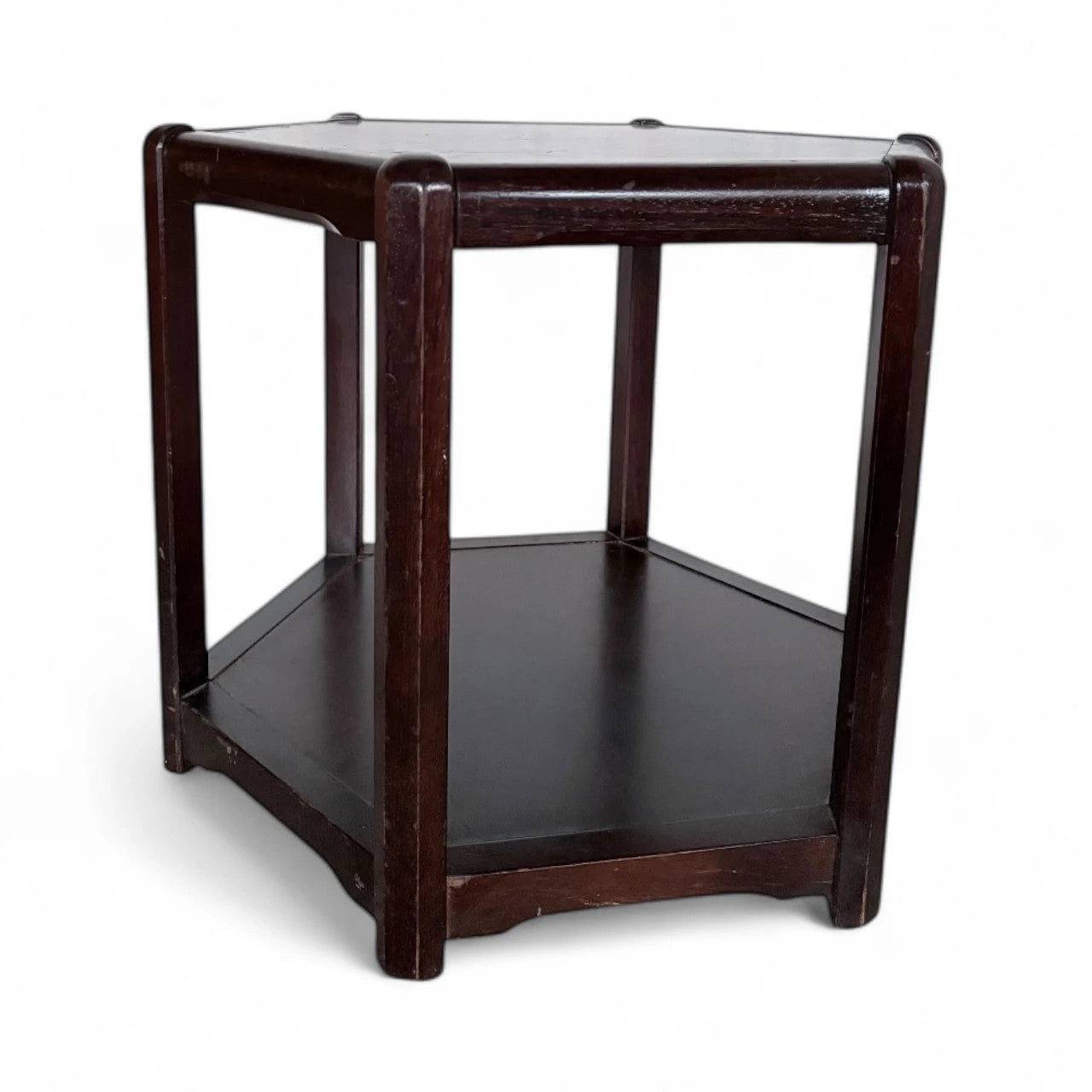 Mid-Century Danish Hexagonal Side Table – Dark Wood