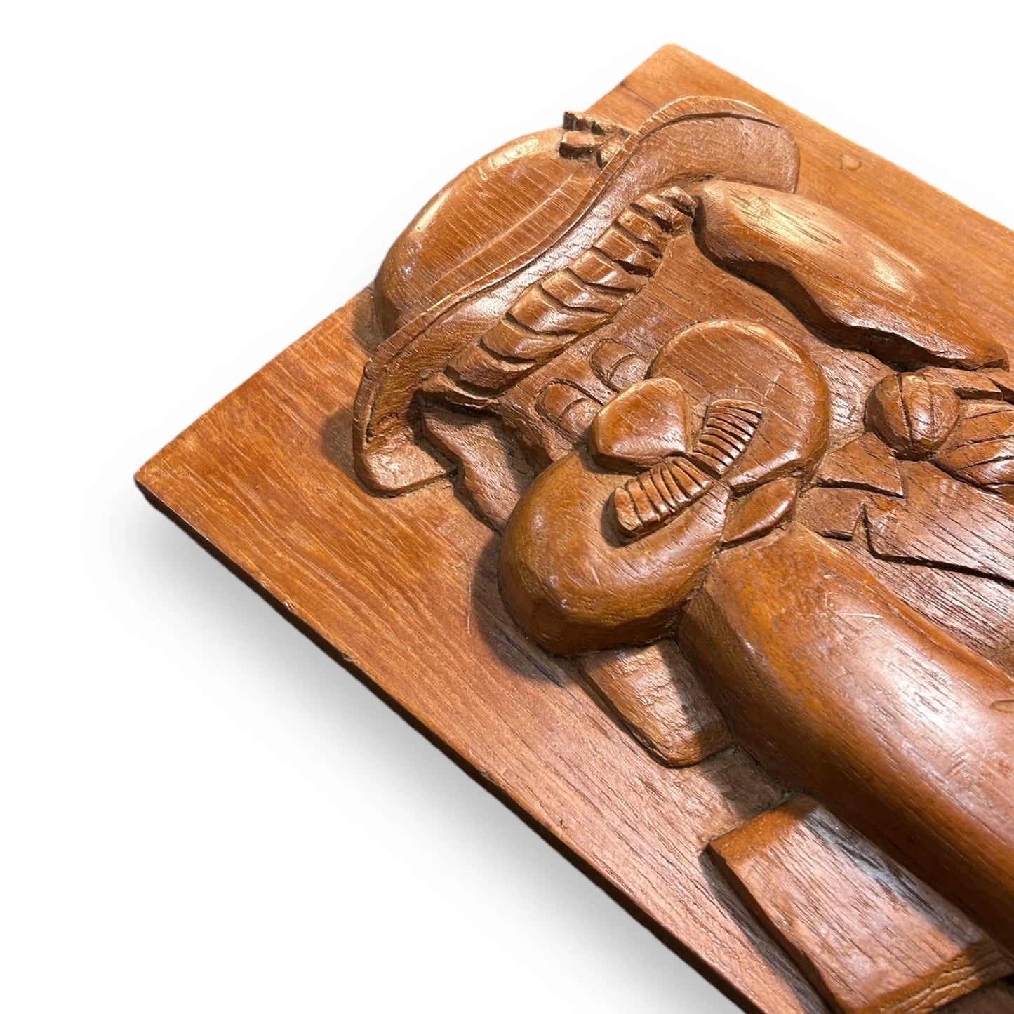 Vintage 1950s Italian fancy carved dog wood panel