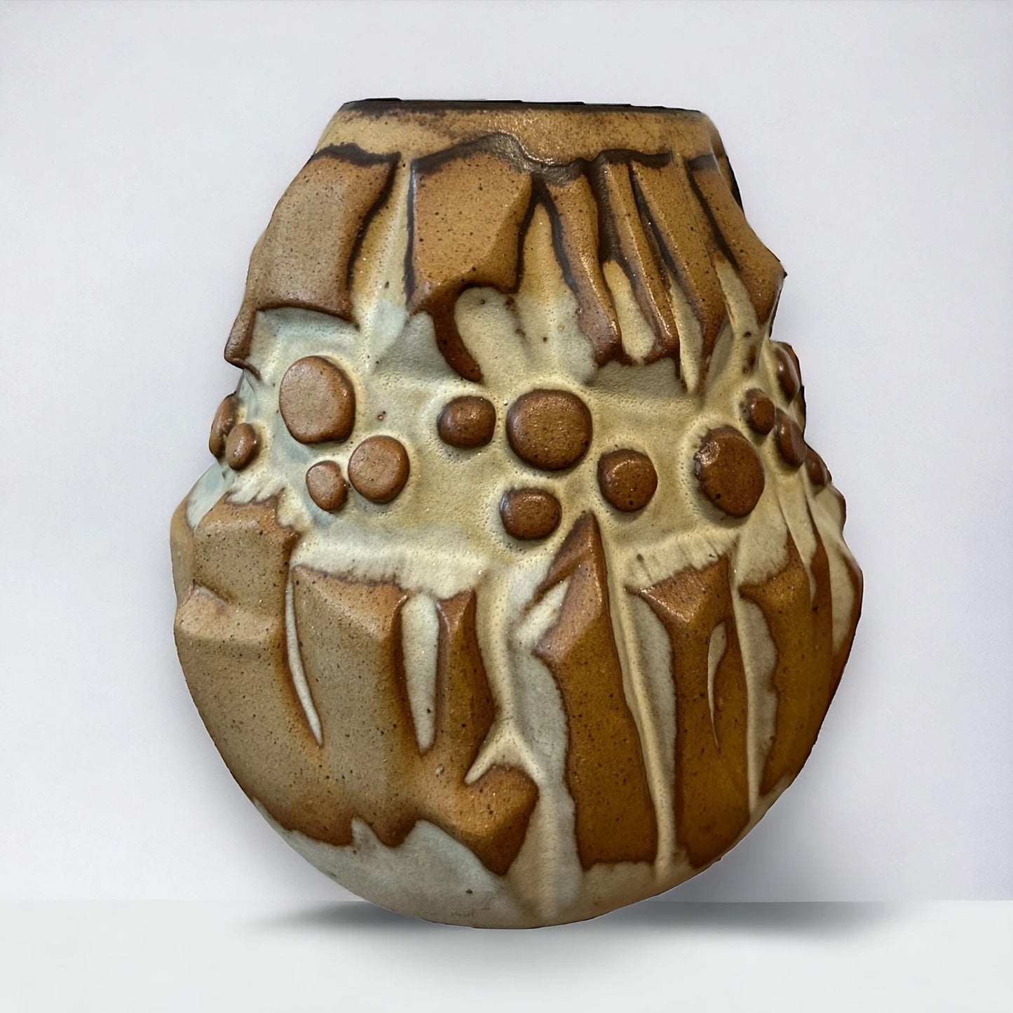 Mid Century Shelf Pottery Brutalist Vase