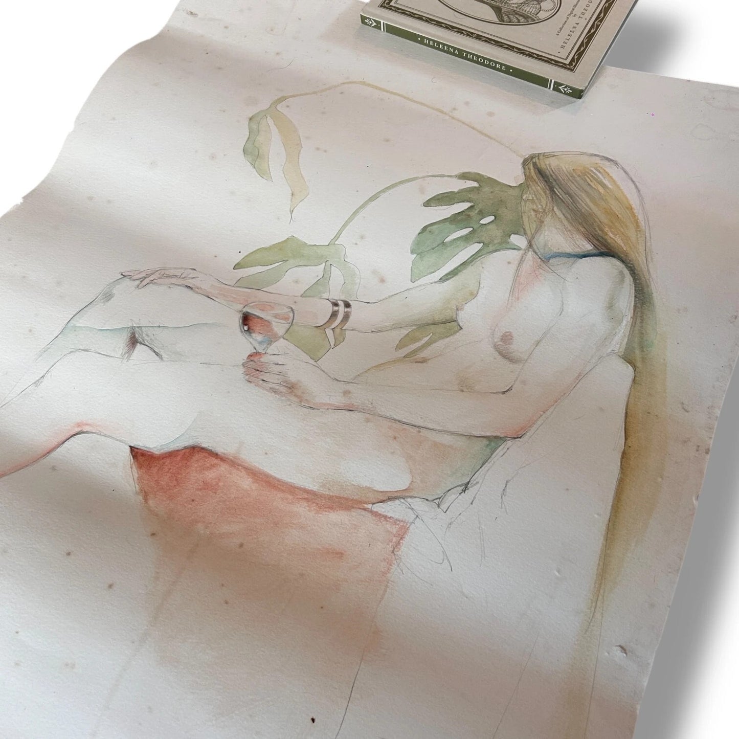 Vintage 1980s Watercolour Nude Painting