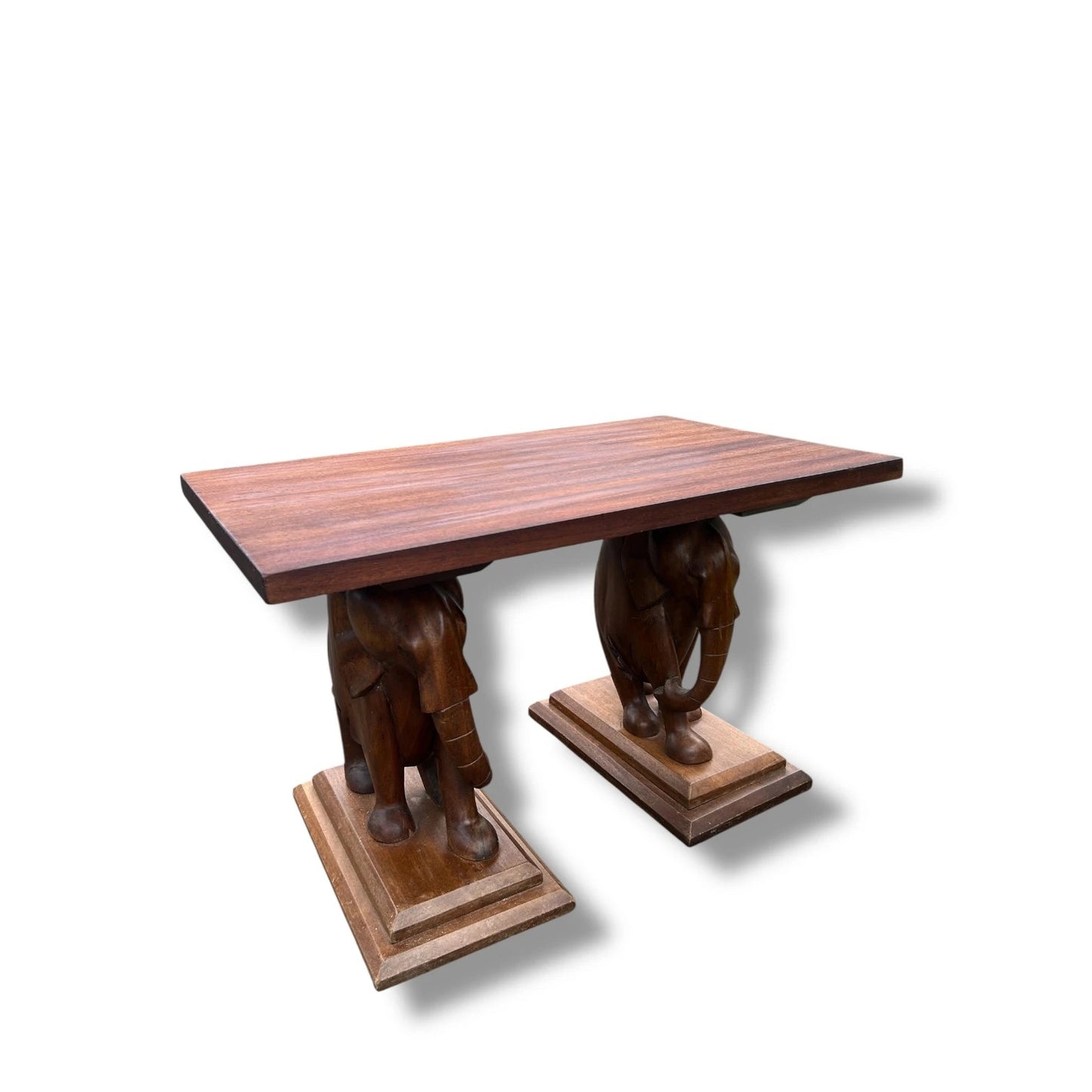 Vintage Hand-Carved Elephant Console Table – Solid Wood Statement Table with Sculptural Base