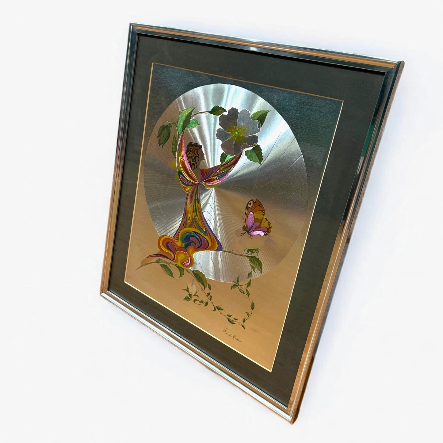 Mid Century Michelle Emblem Poppy Fairy Foil Painting