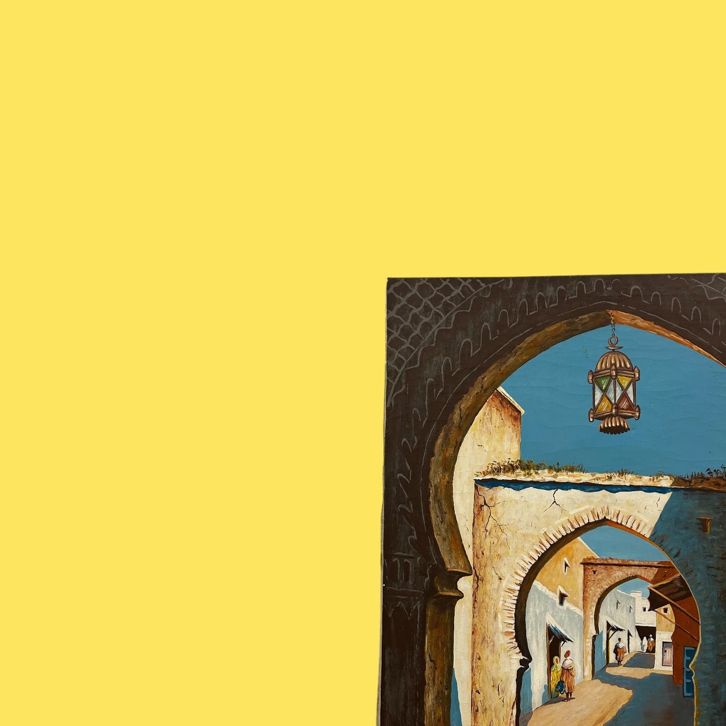 Vintage 1980s Moroccan Scene Oil Painting