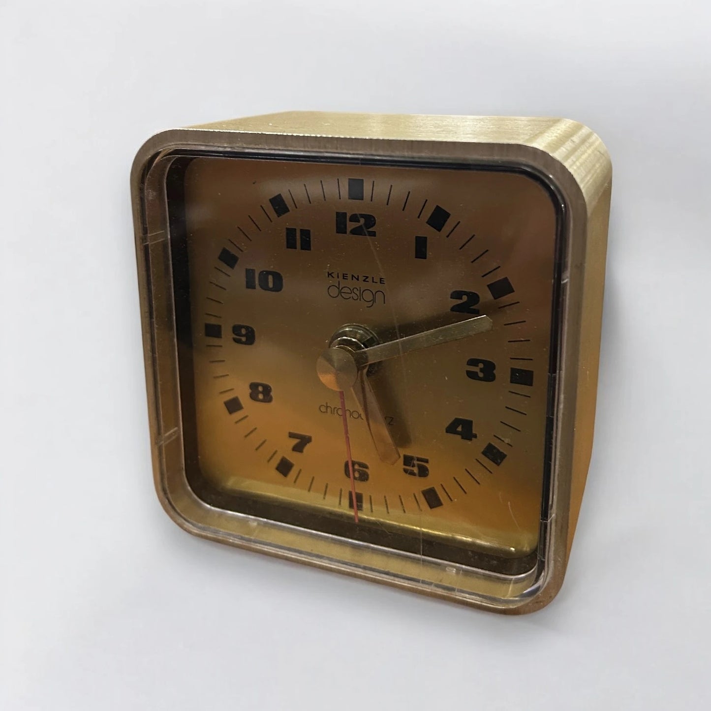 Mid Century Kienzle Square Brass Table Clock