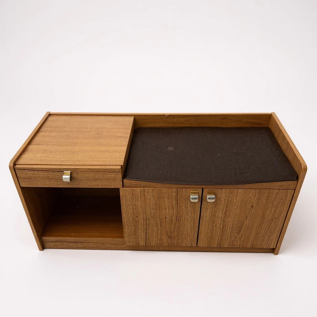 Vintage Schreiber Telephone Table – Mid Century Modern Teak Hall Seat with Storage