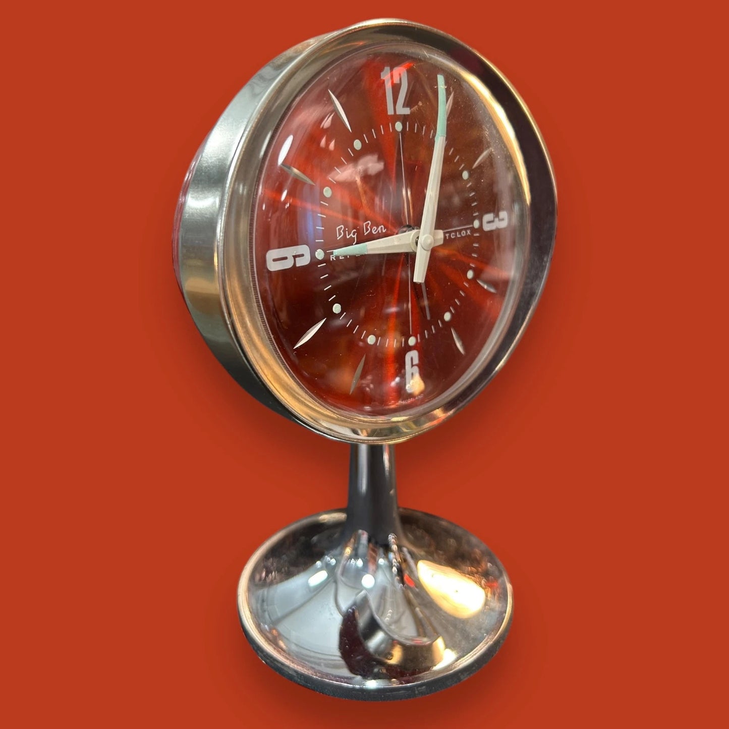 Mid Century Red Westclox Alarm Clock