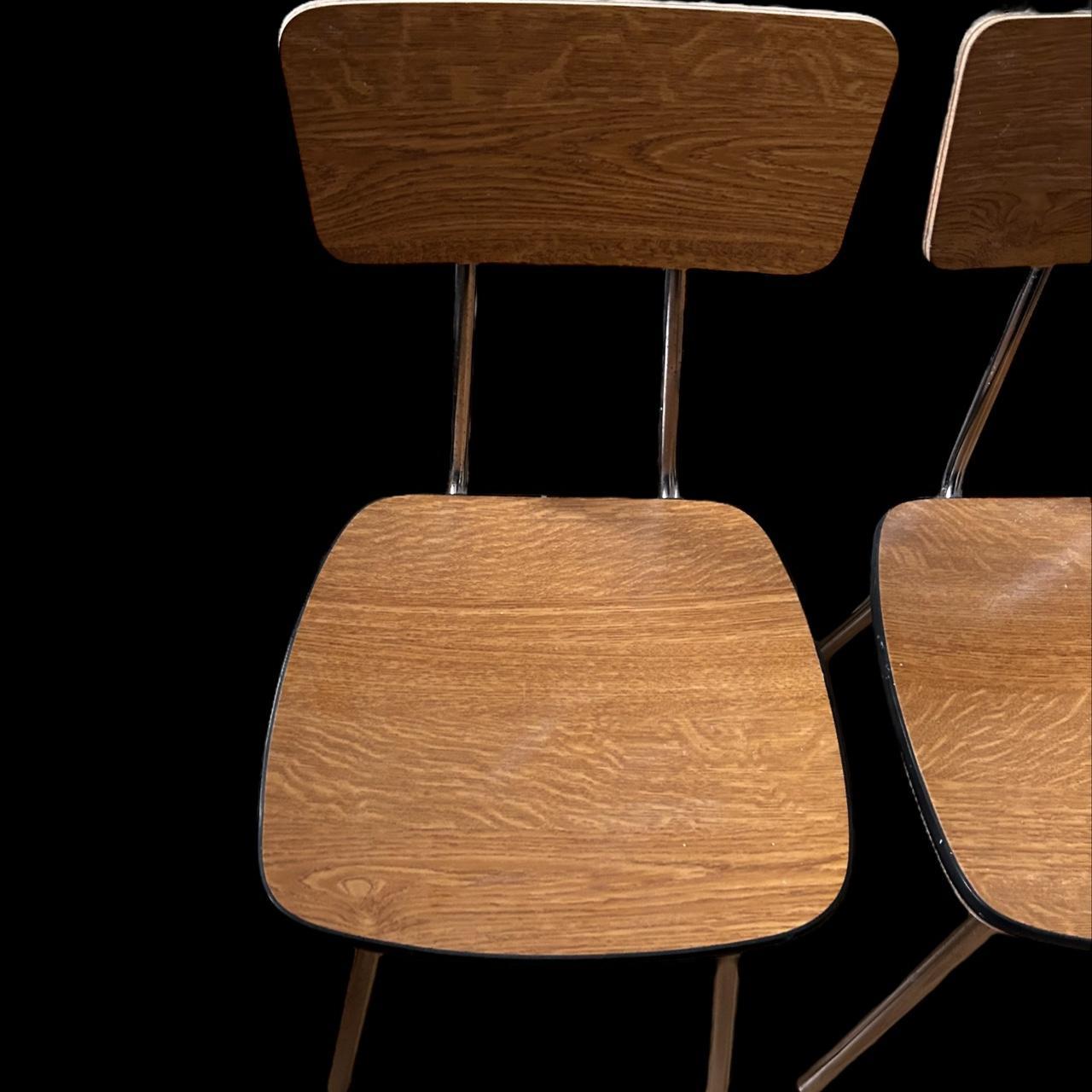 Mid Century Teak Formica Chrome Chairs