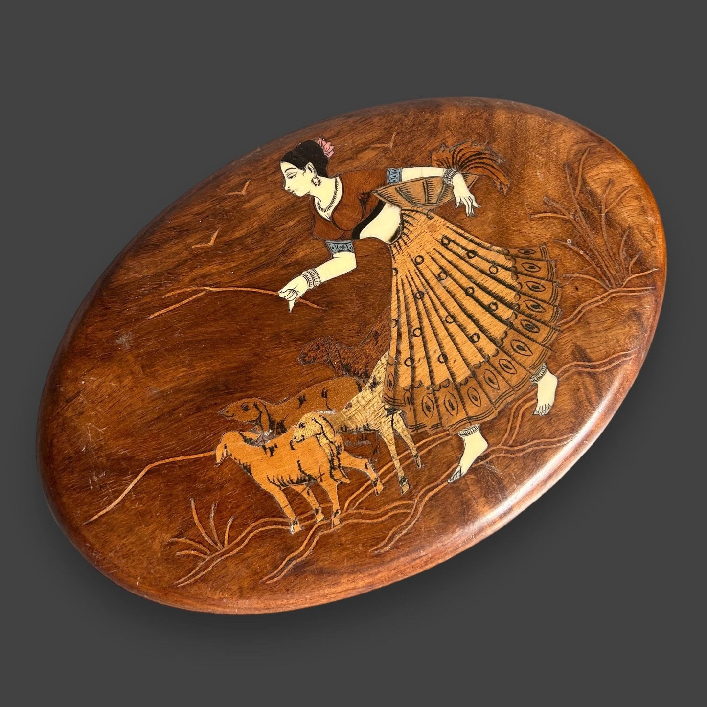 Mid Century Indian Wood Marquetry Inlay Frames