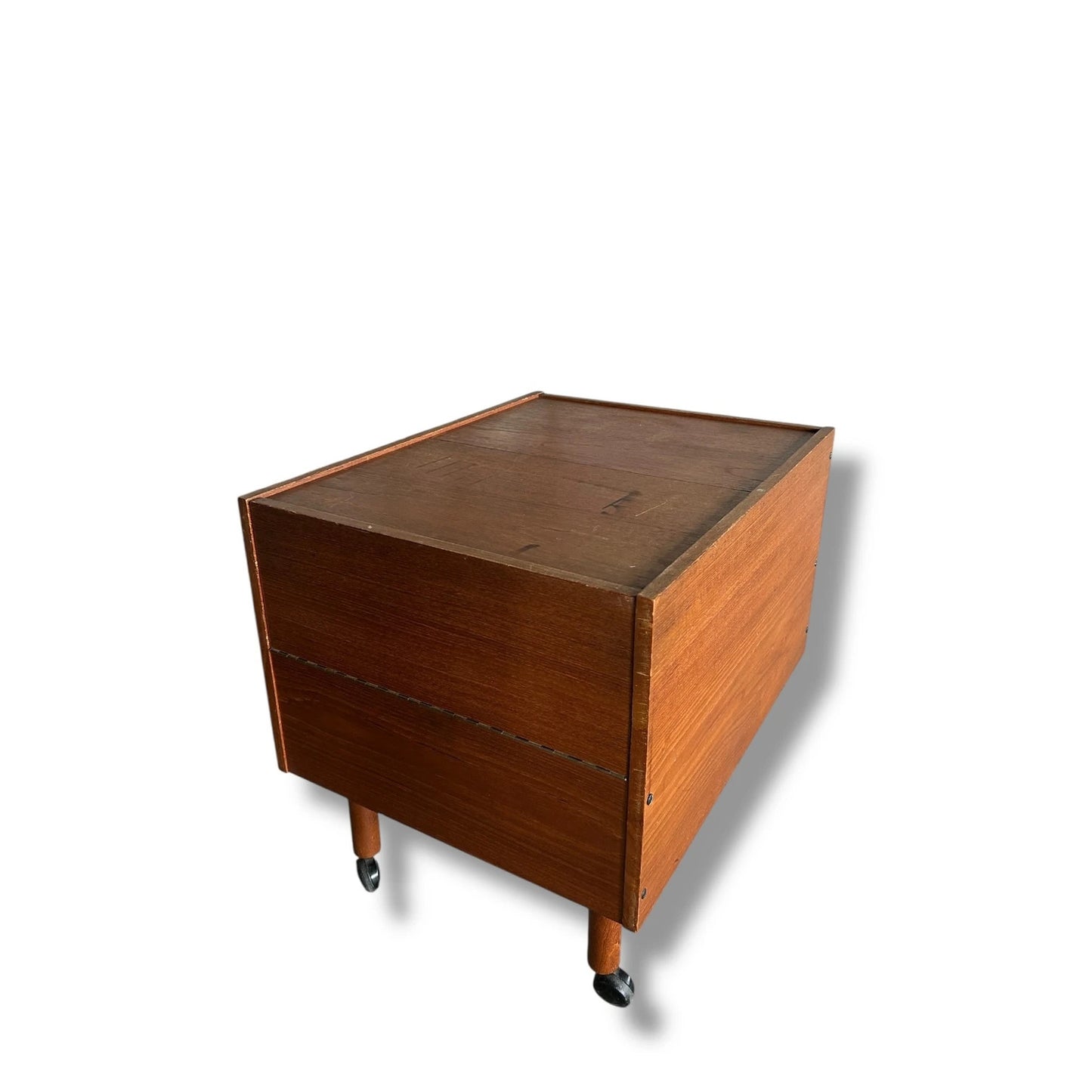 Danish Mid Century Drinks Cabinet on Wheels | Vintage Bar Cart Side Cabinet