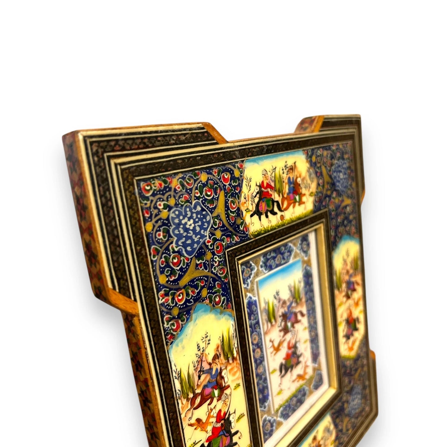 Vintage 1950s Persian Khatam Mosaic Watercolour Painting