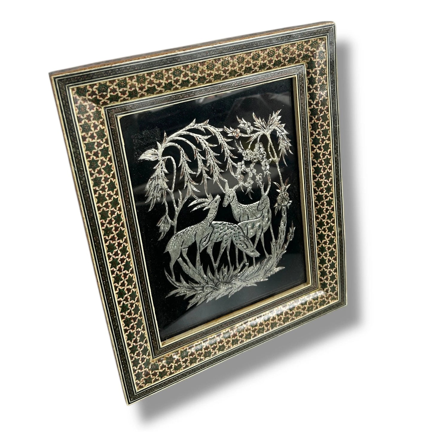 Mid Century Khatam Mosaic Persian Copper Art Frame