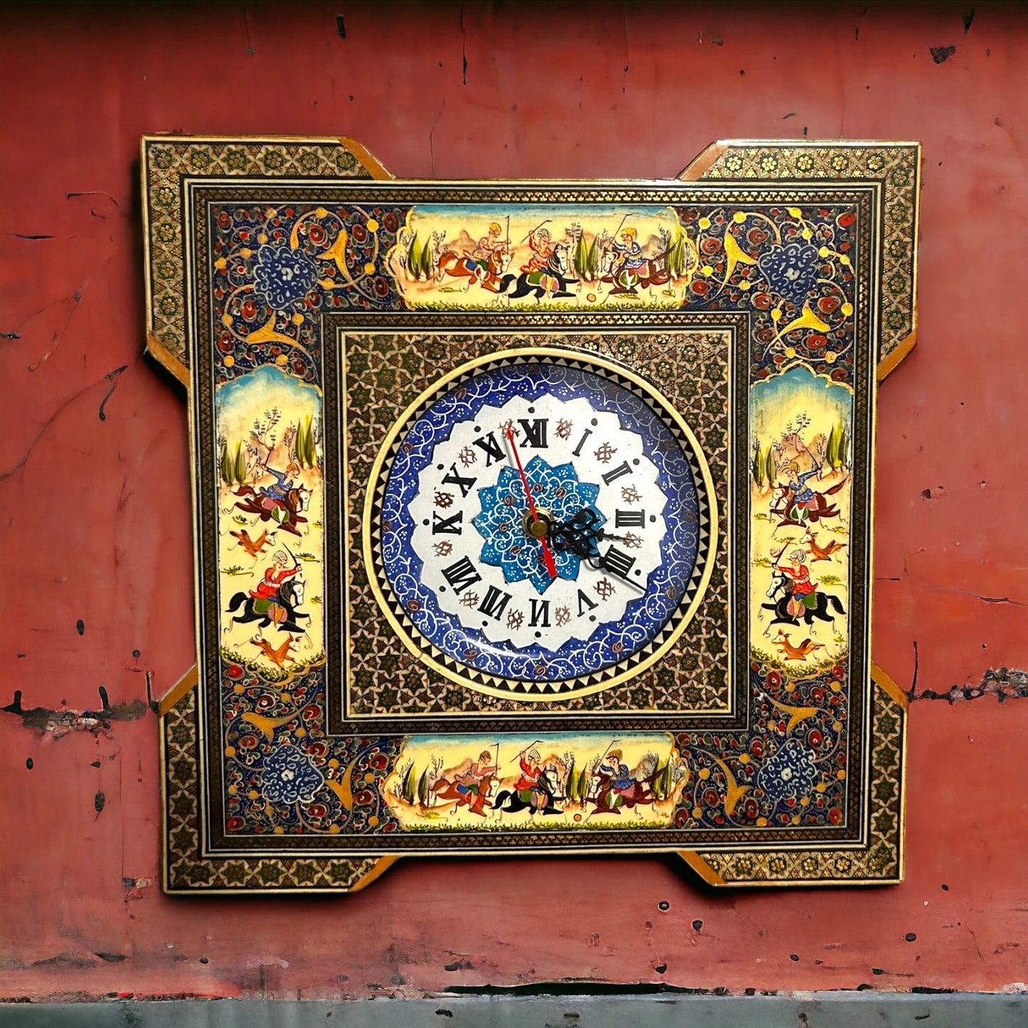 Vintage 1960s Persian Khatam Mosaic Clock