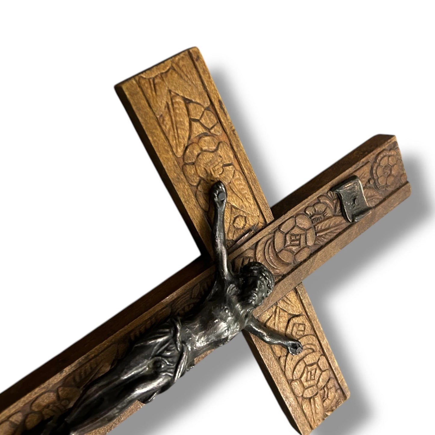 Antique Handcarved Wood Jesus Crucifix