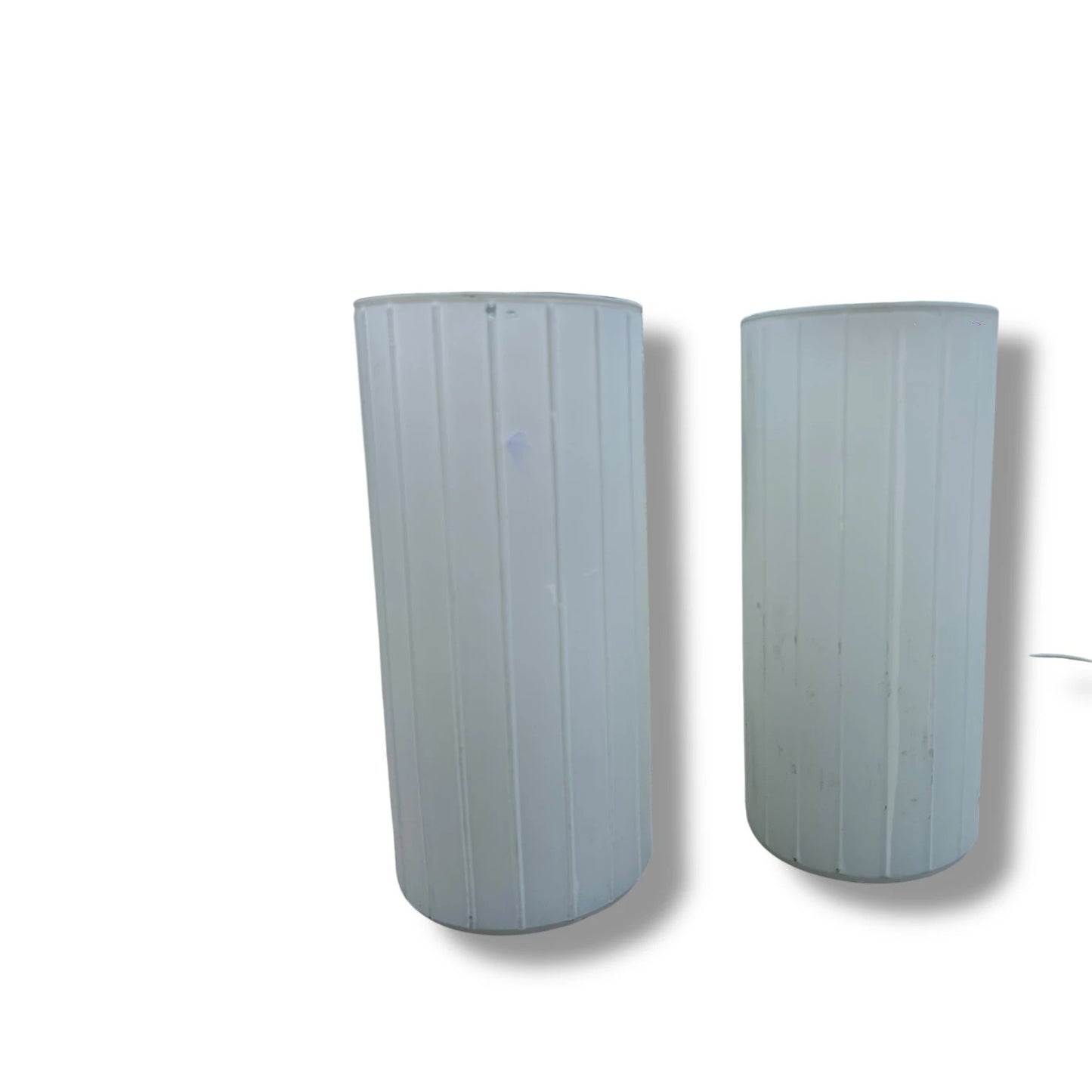 Vintage 90s Pair of Ikea Glass Cylinder Table Lamps