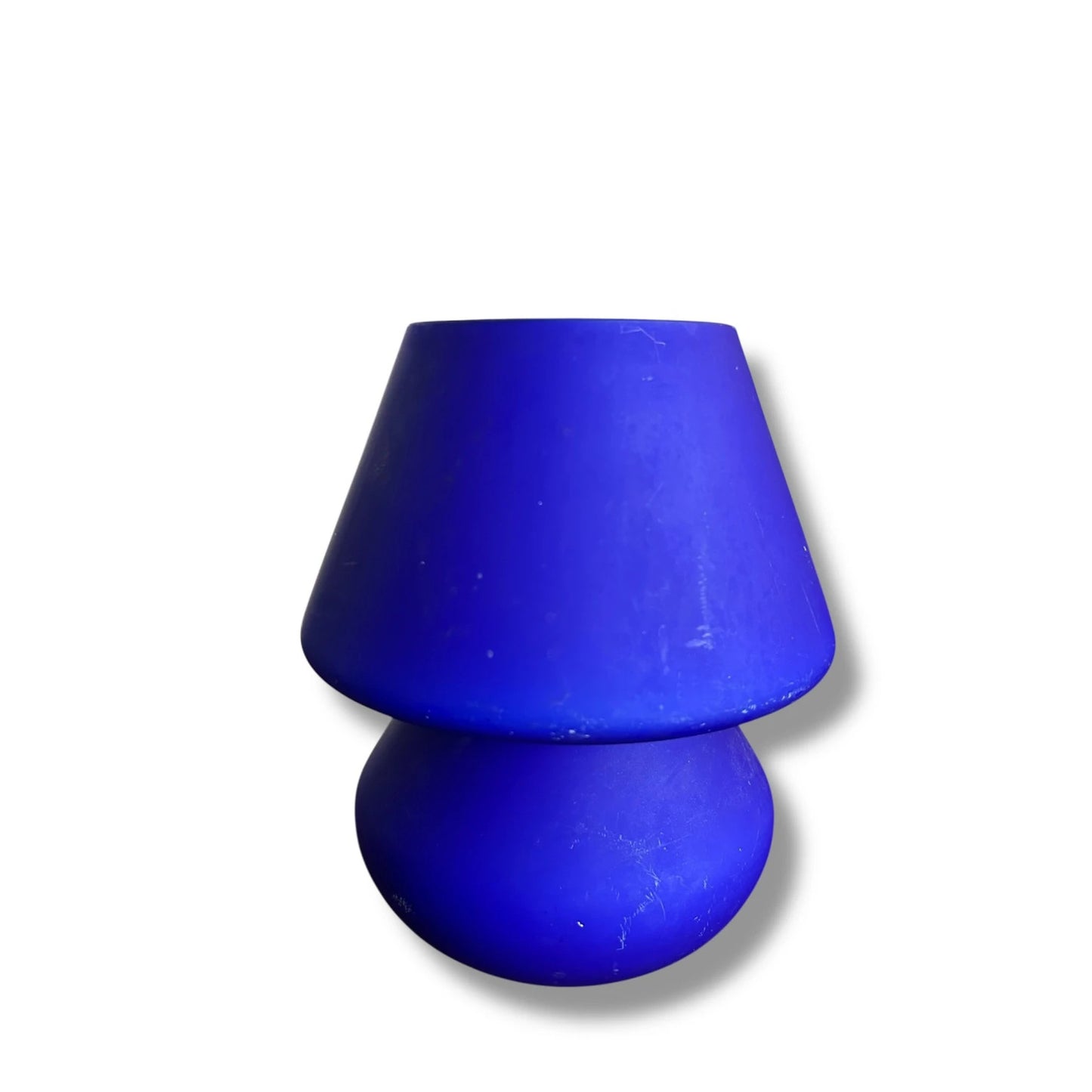 Vintage 90s cobalt blue mushroom habitat glass lamp