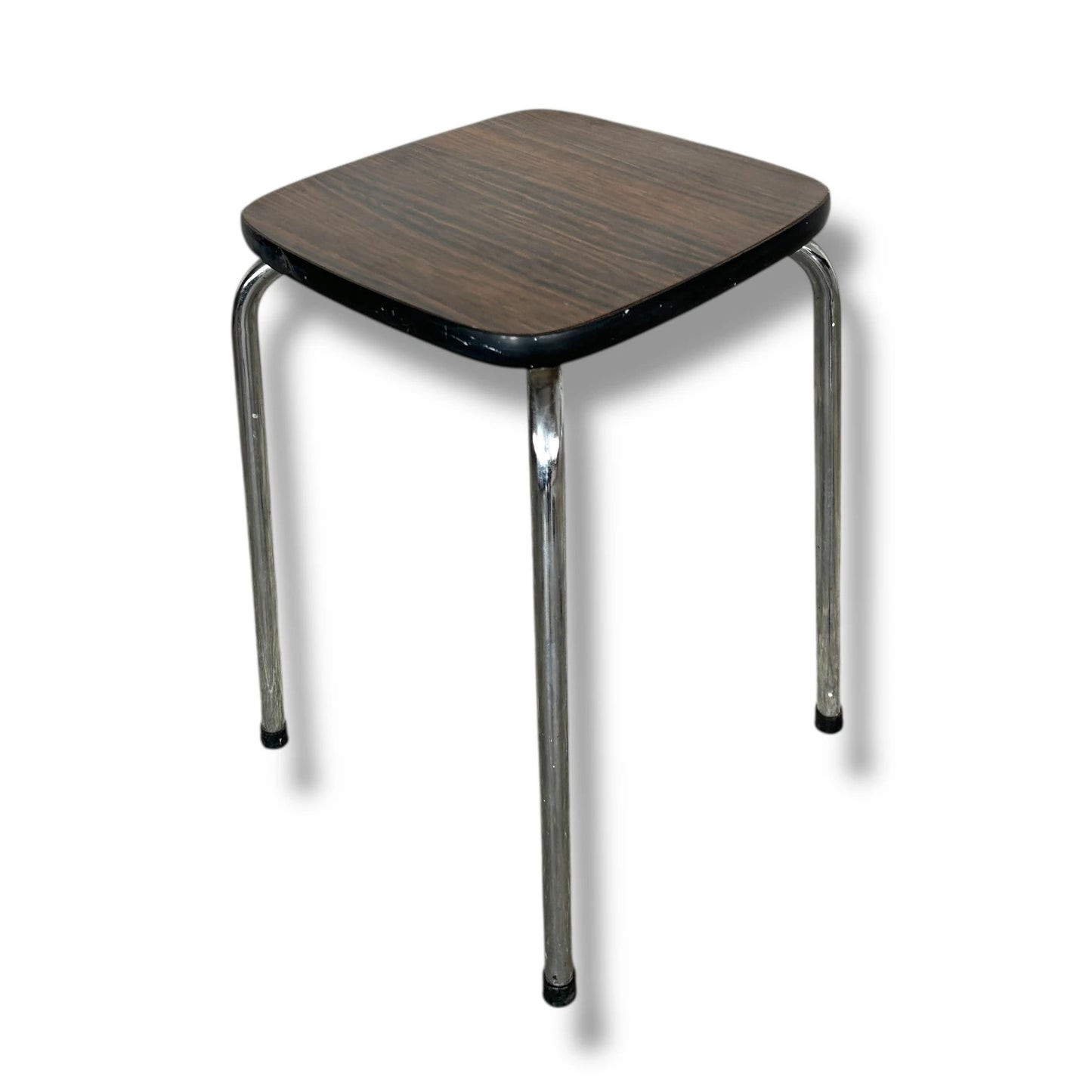 Mid Century Modern Belgian Formica and Chrome Pair of Table Stools