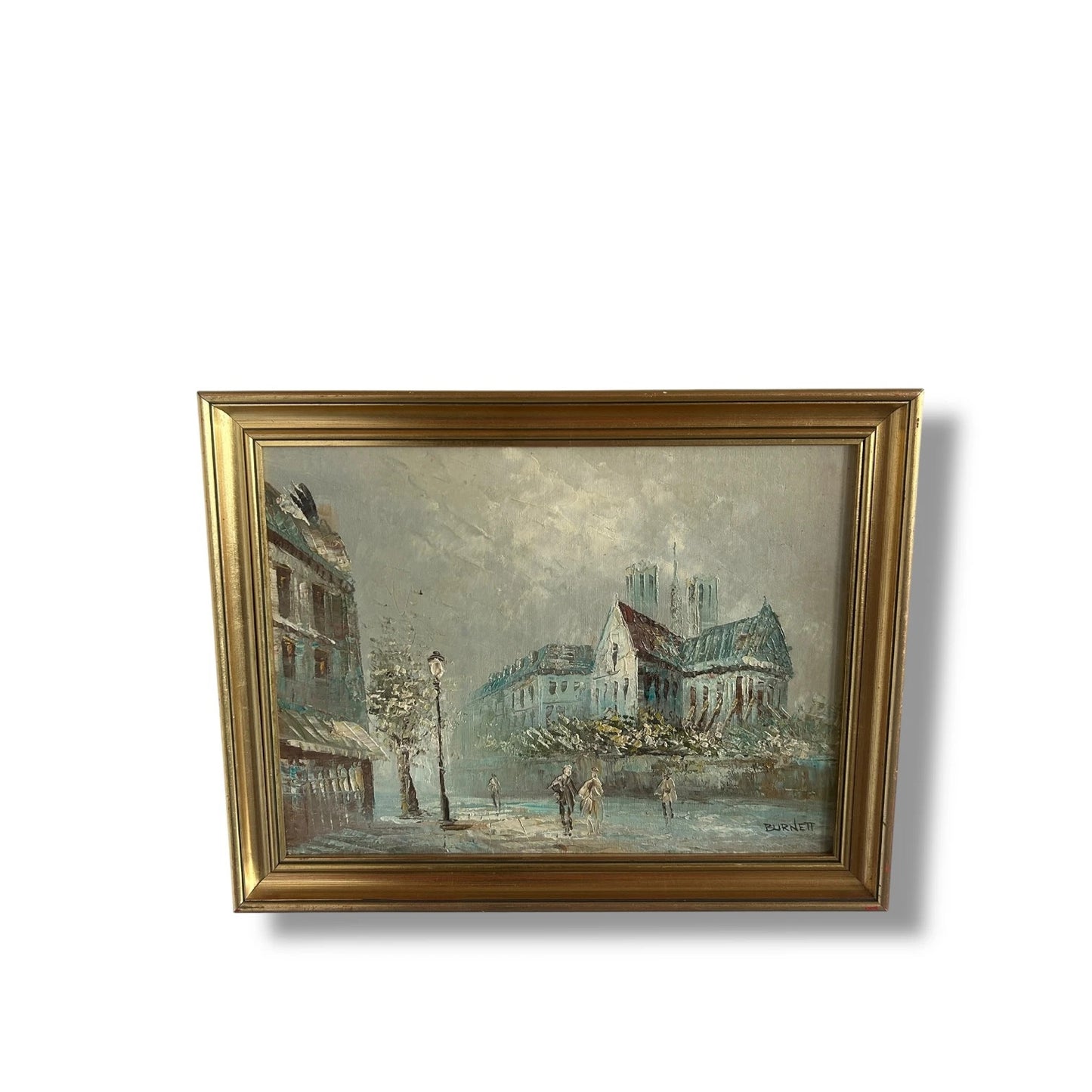 Vintage 1930s Parisian Scene Oil Painting Artwork by Caroline Burnett