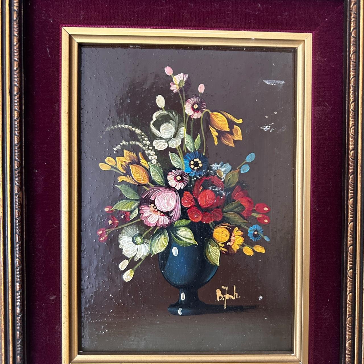 Vintage 1960s Still Life Flowers Art Painting