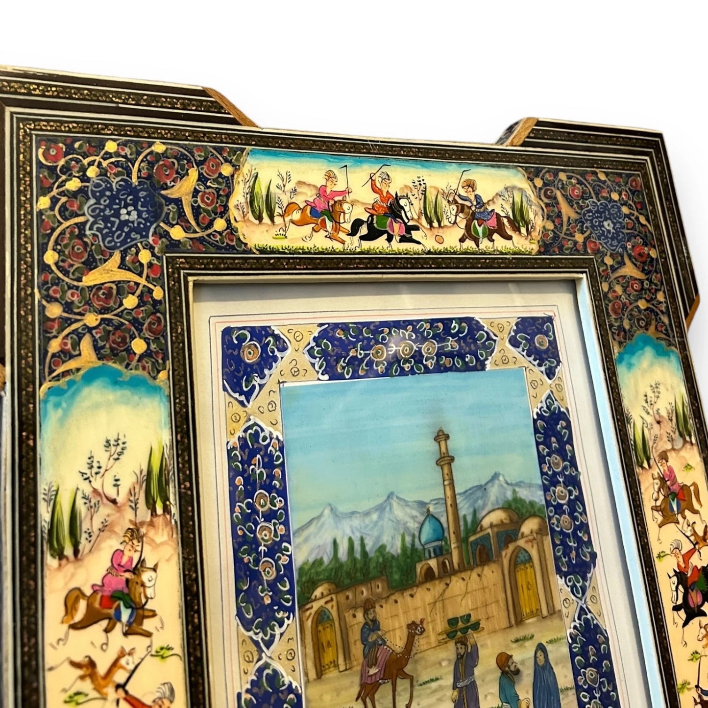 Vintage 1950s Persian Khatam Watercolour Painting