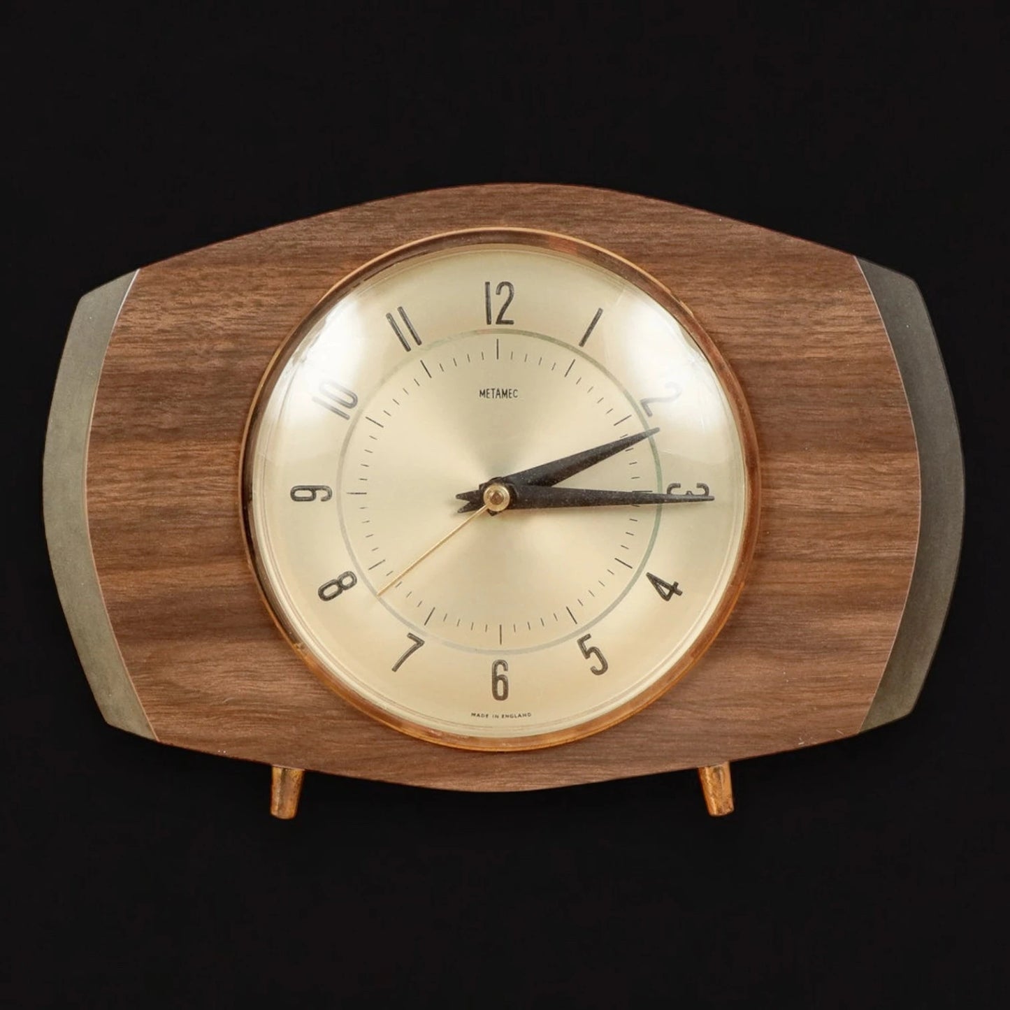 Mid Century Metamec Wood Table Clock