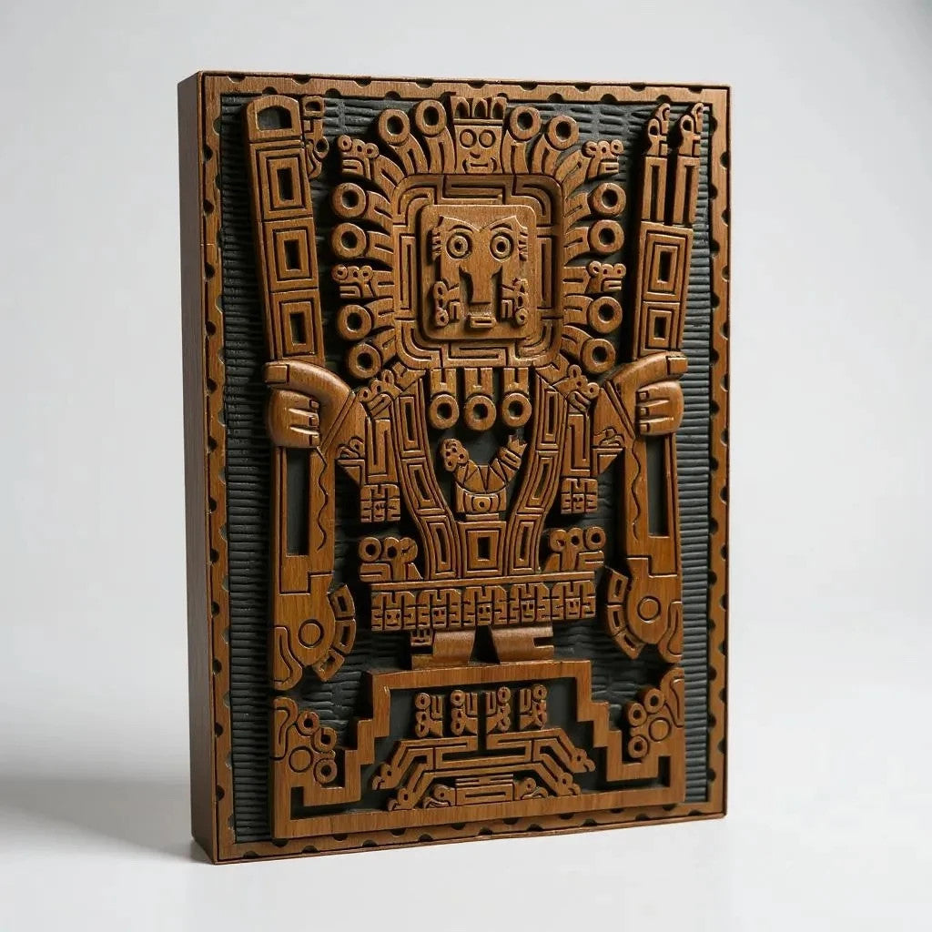 Mid Century Carved Wood Viracocha Incan Sculpture Wall Art Decor