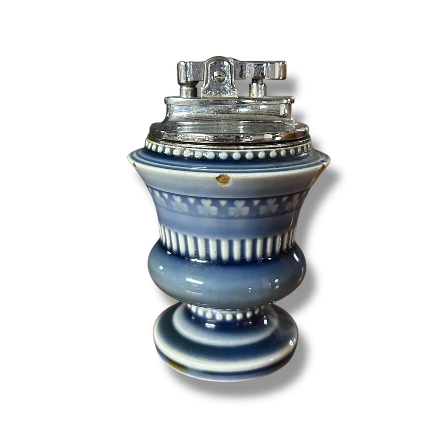 Vintage 1950s Wade Irish Porcelain Blue Tabletop Lighter