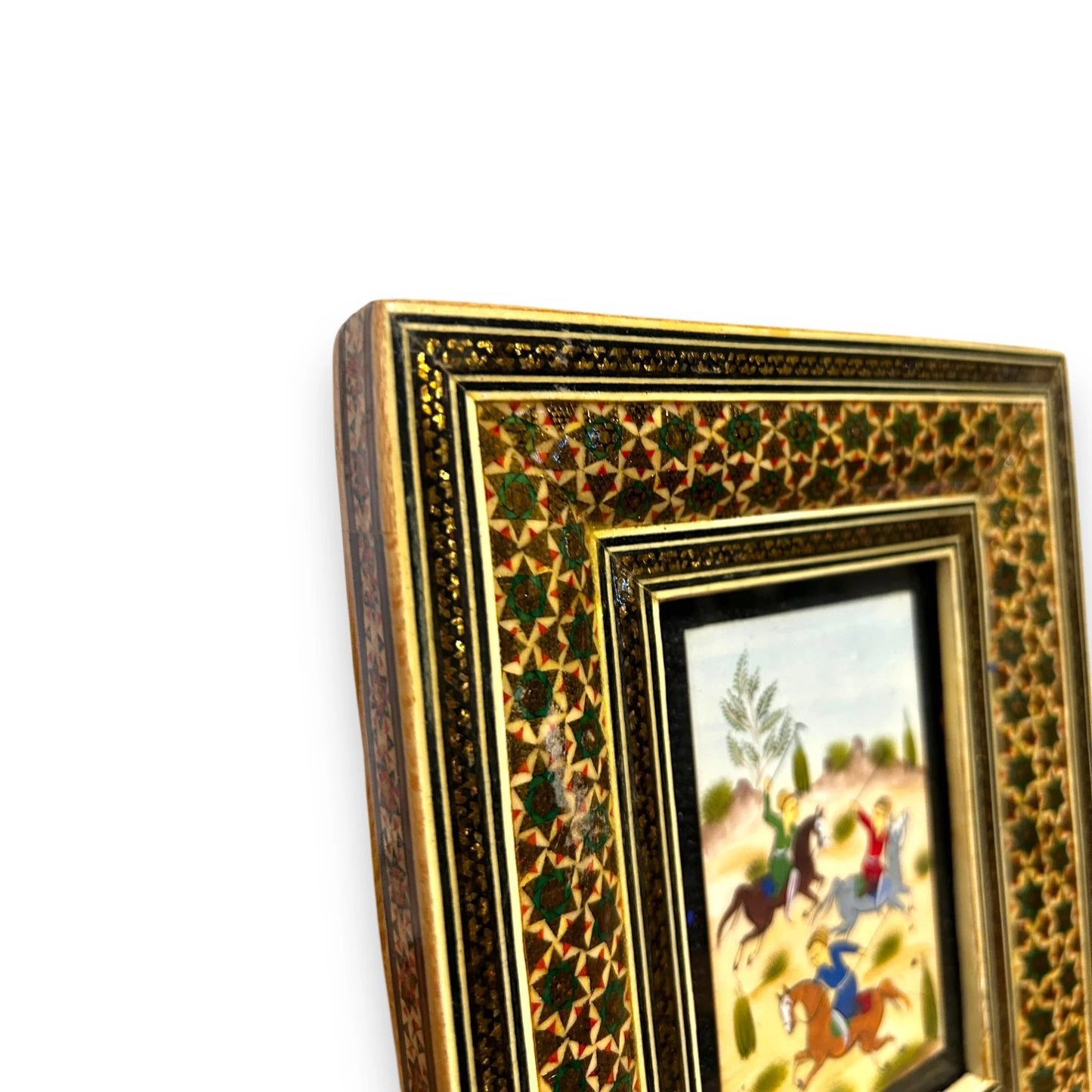 Vintage 1960s Persian Khatam Art Mosaic Watercolour Painting